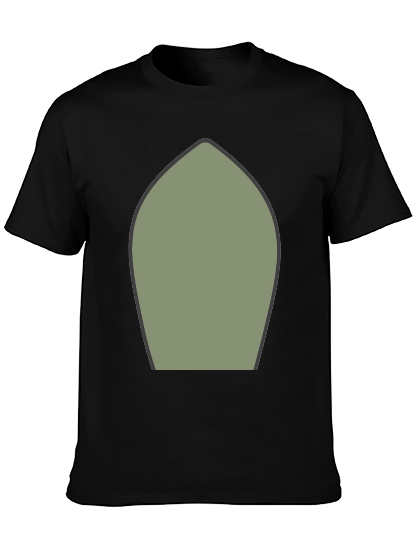 Abstract Olive Green Shape Black T-Shirt