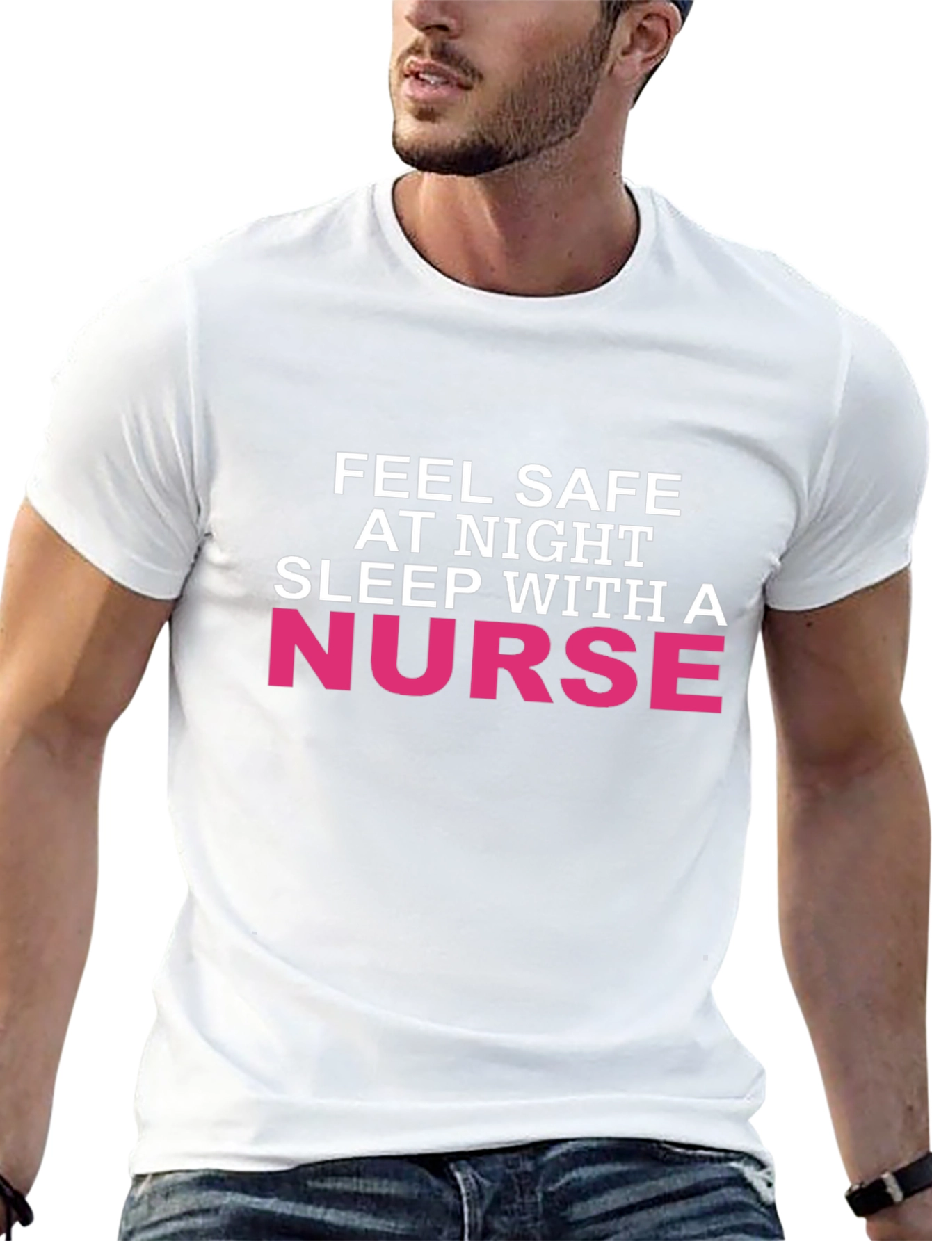 Feel Safe At Night Nurse Graphic Tee