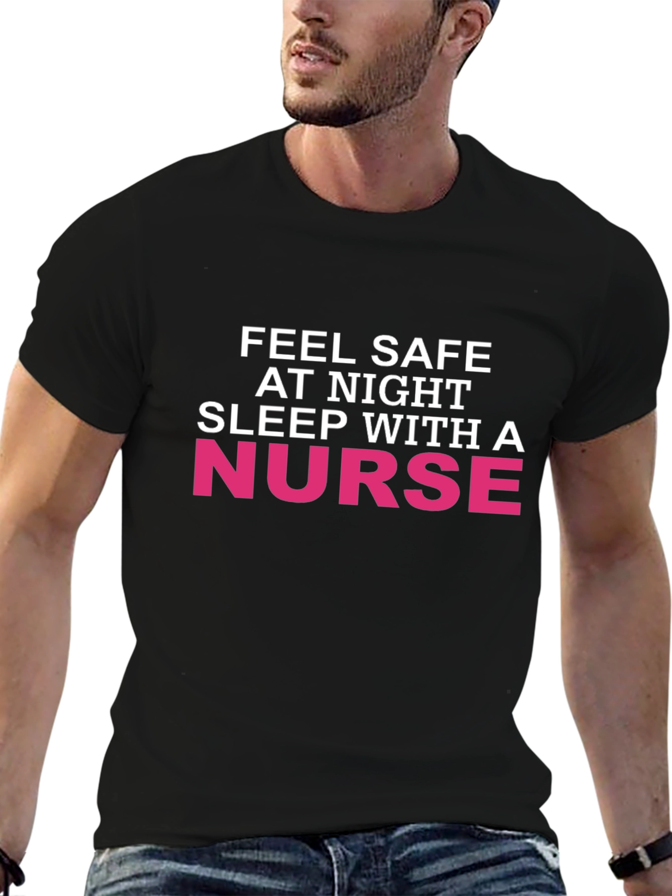 Feel Safe At Night Nurse Graphic Tee