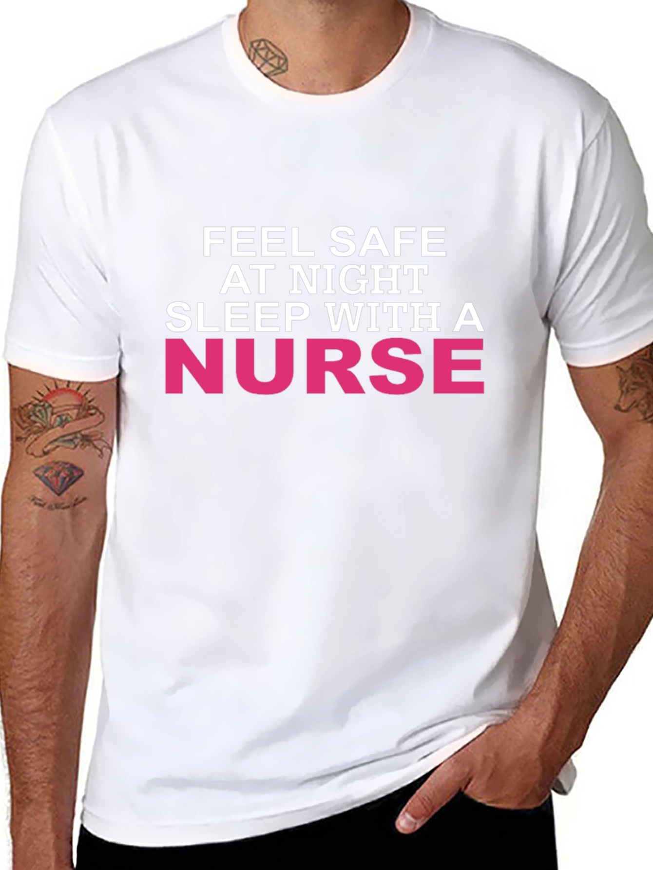 Feel Safe At Night Nurse Graphic Tee