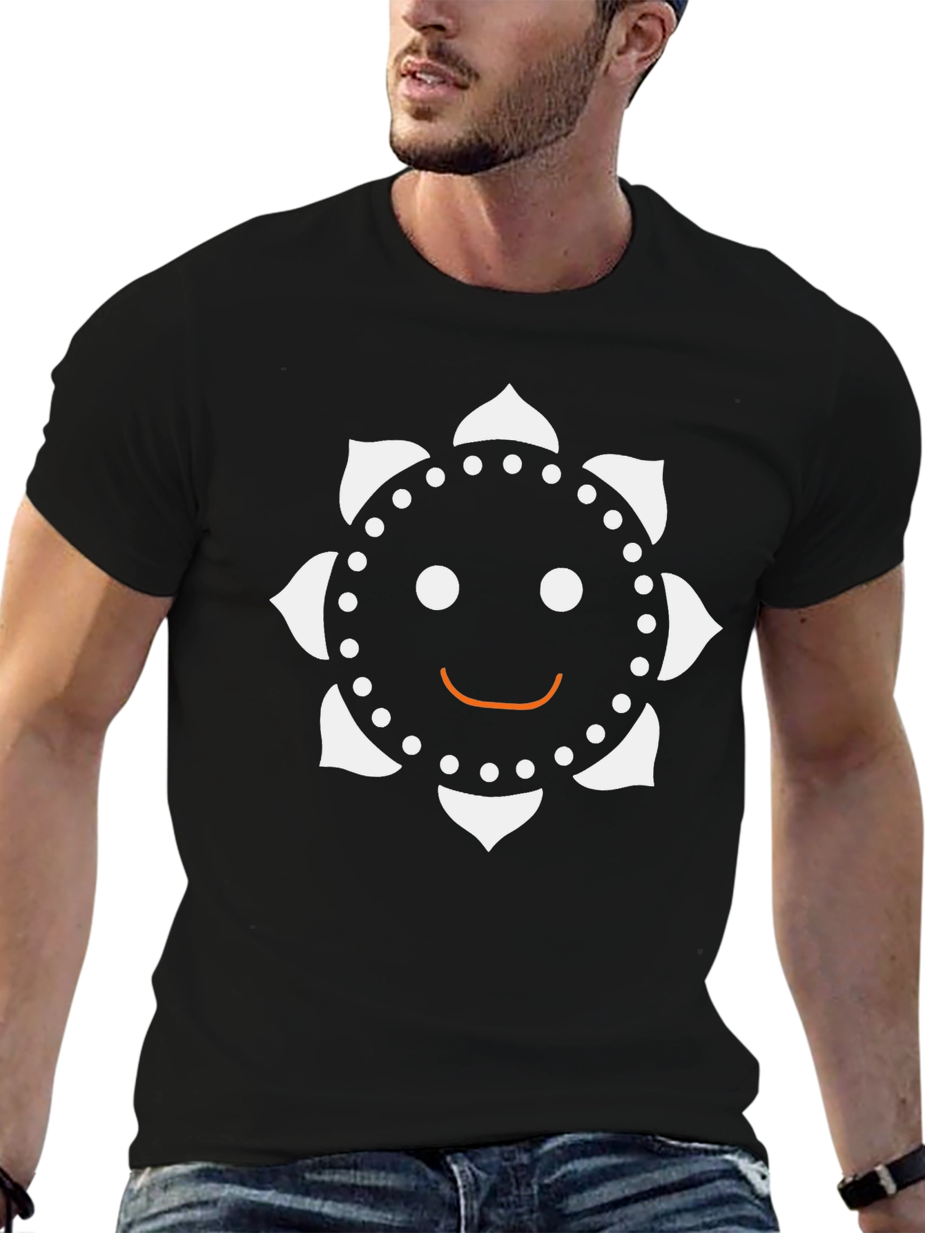 Funky Smiley Face Graphic Black T-Shirt