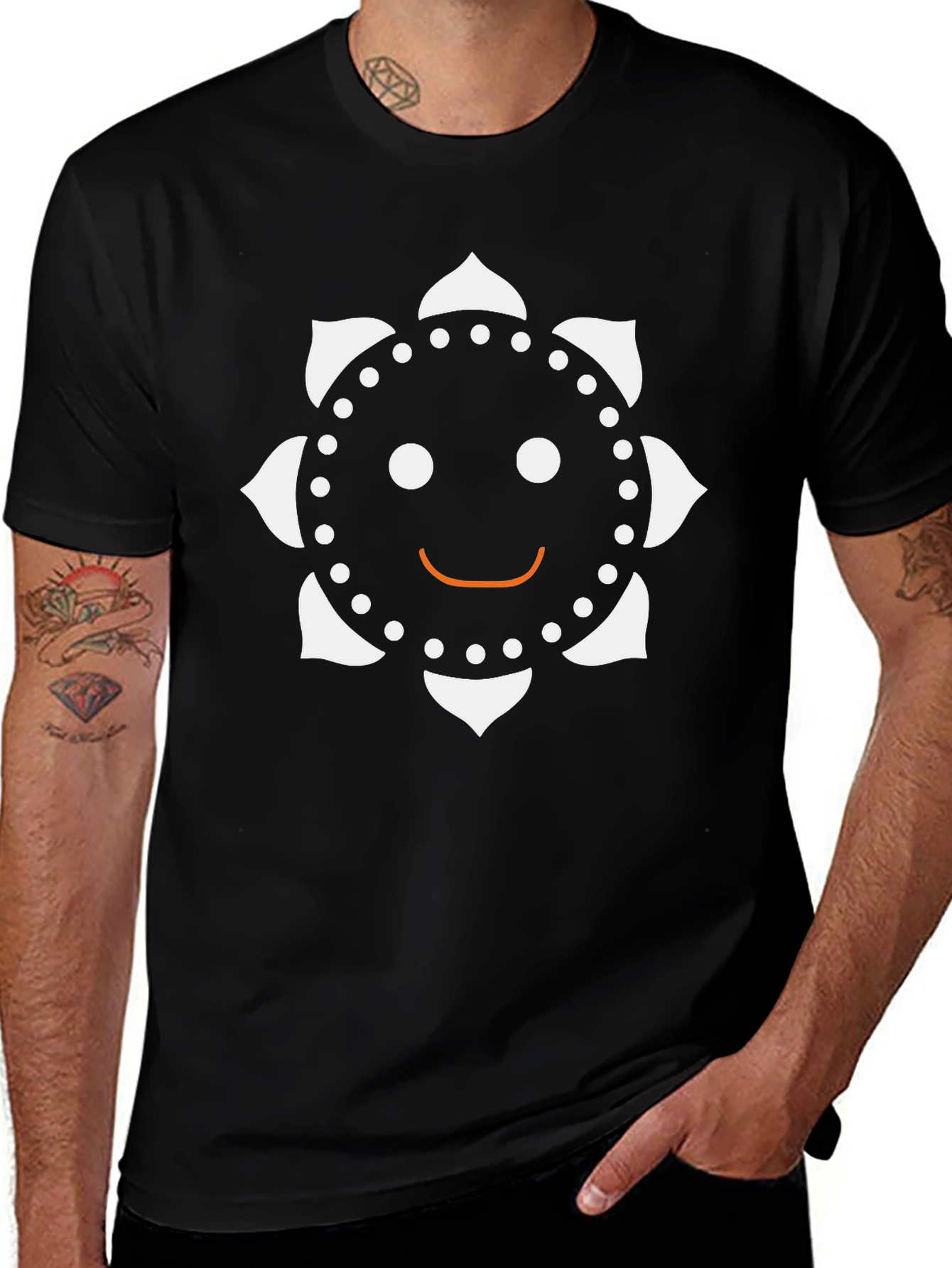 Funky Smiley Face Graphic Black T-Shirt