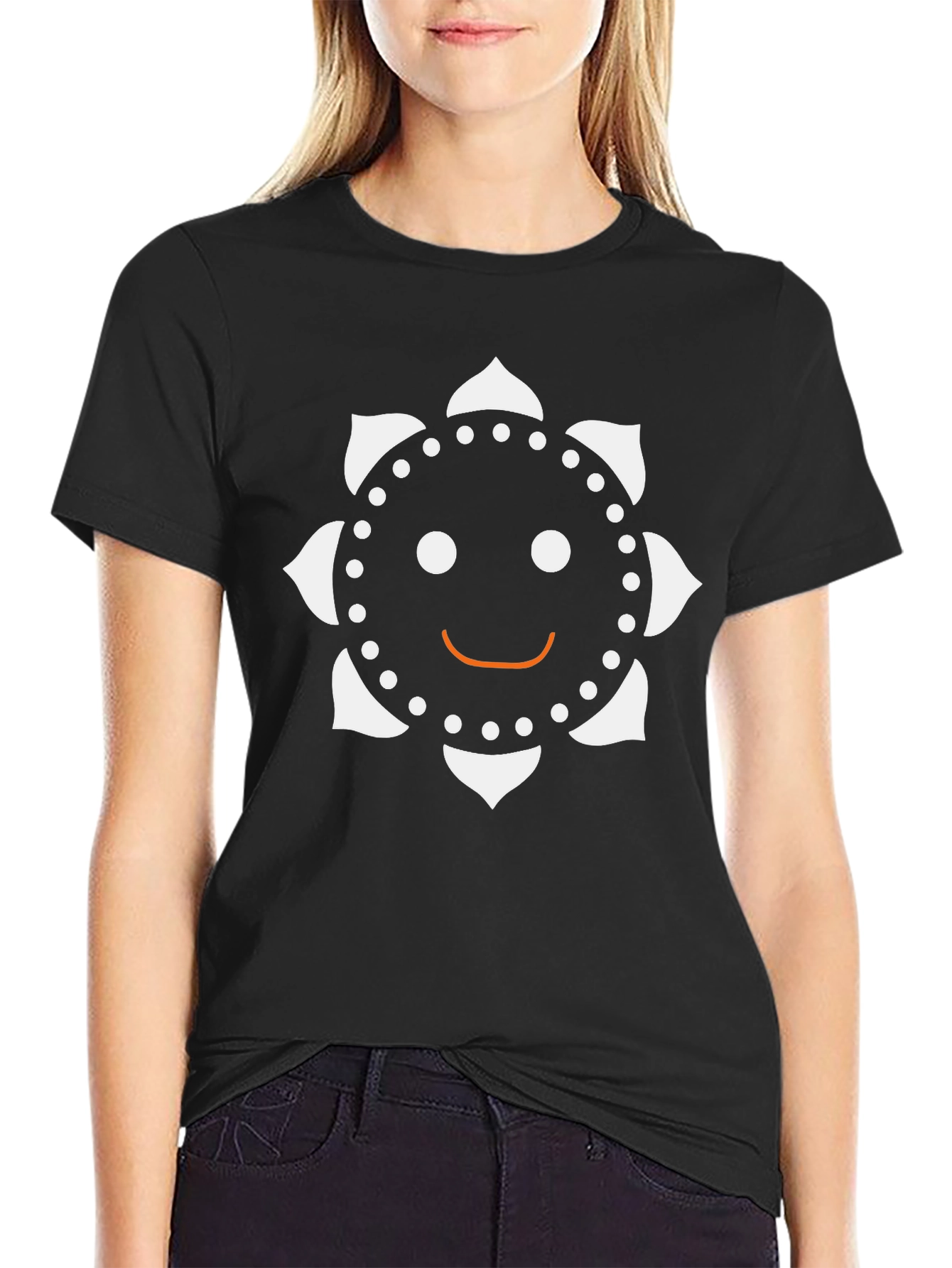 Funky Smiley Face Graphic Black T-Shirt