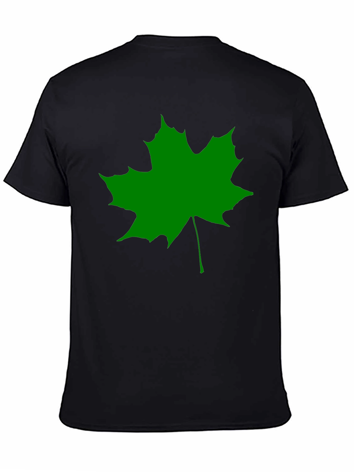 Green Maple Leaf Black T-Shirt