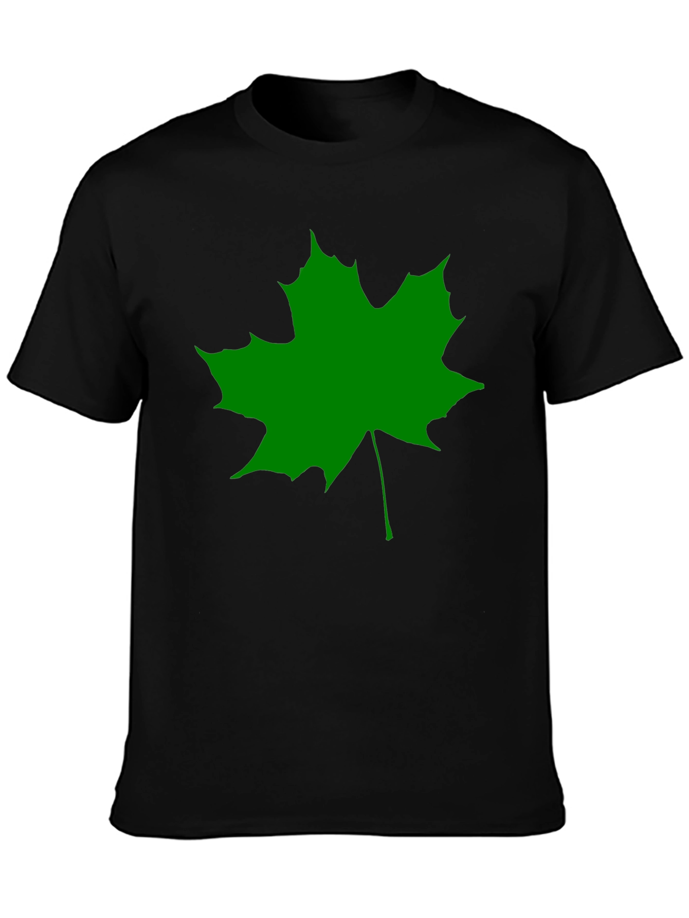 Green Maple Leaf Black T-Shirt