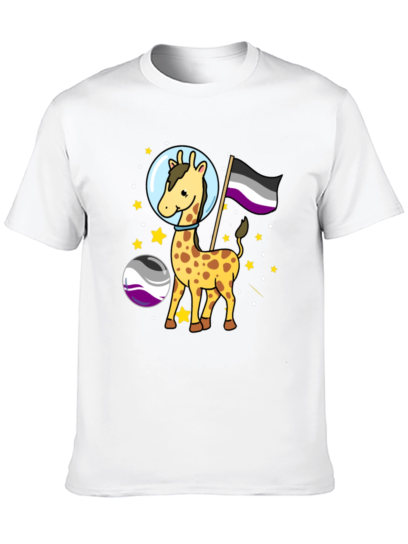 Asexual Pride Giraffe in Space T-Shirt