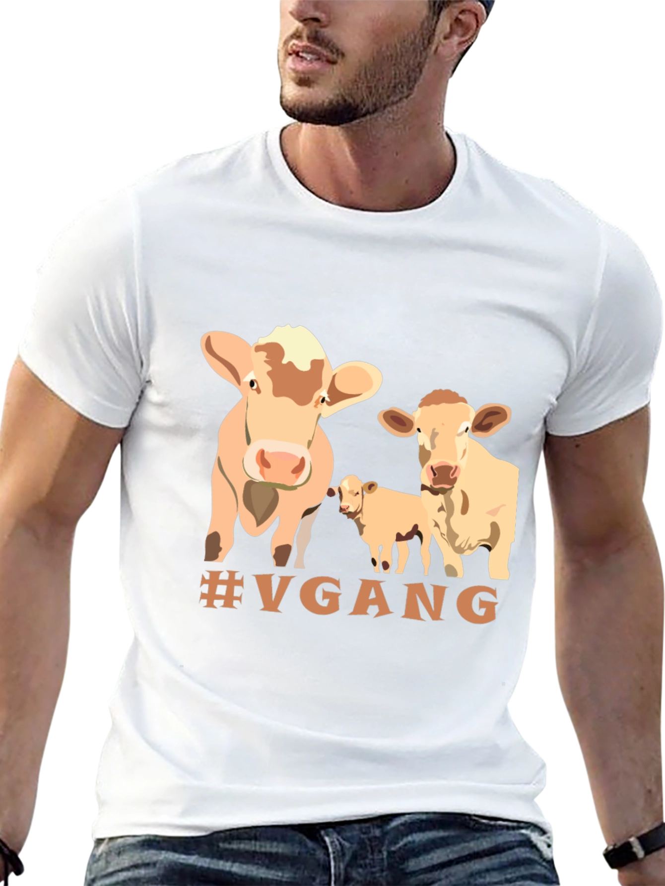 Vegan Cow T-Shirt - #VGANG - Unisex Black Tee