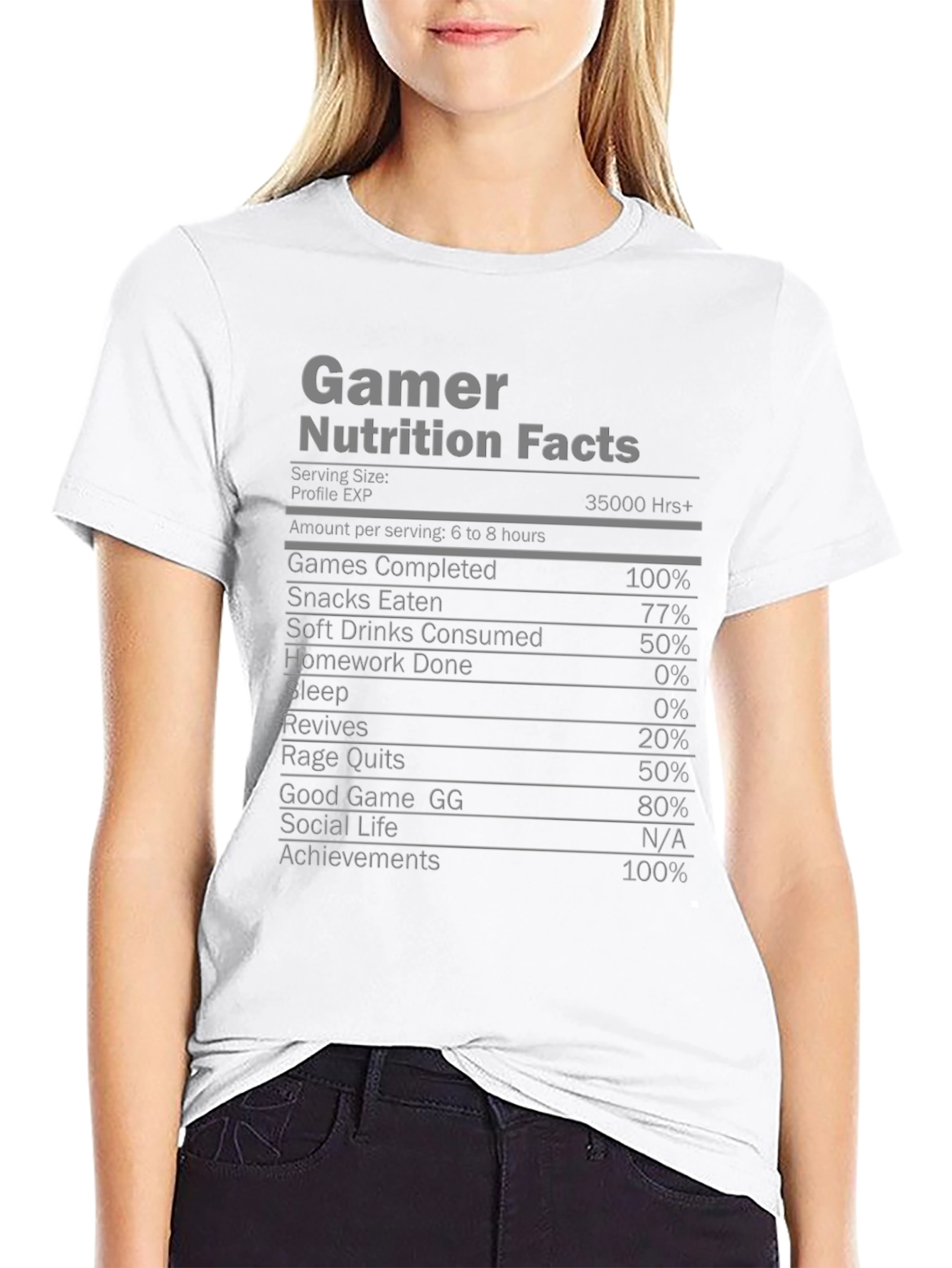 Gamer Nutrition Facts T-Shirt - Funny Gaming Tee