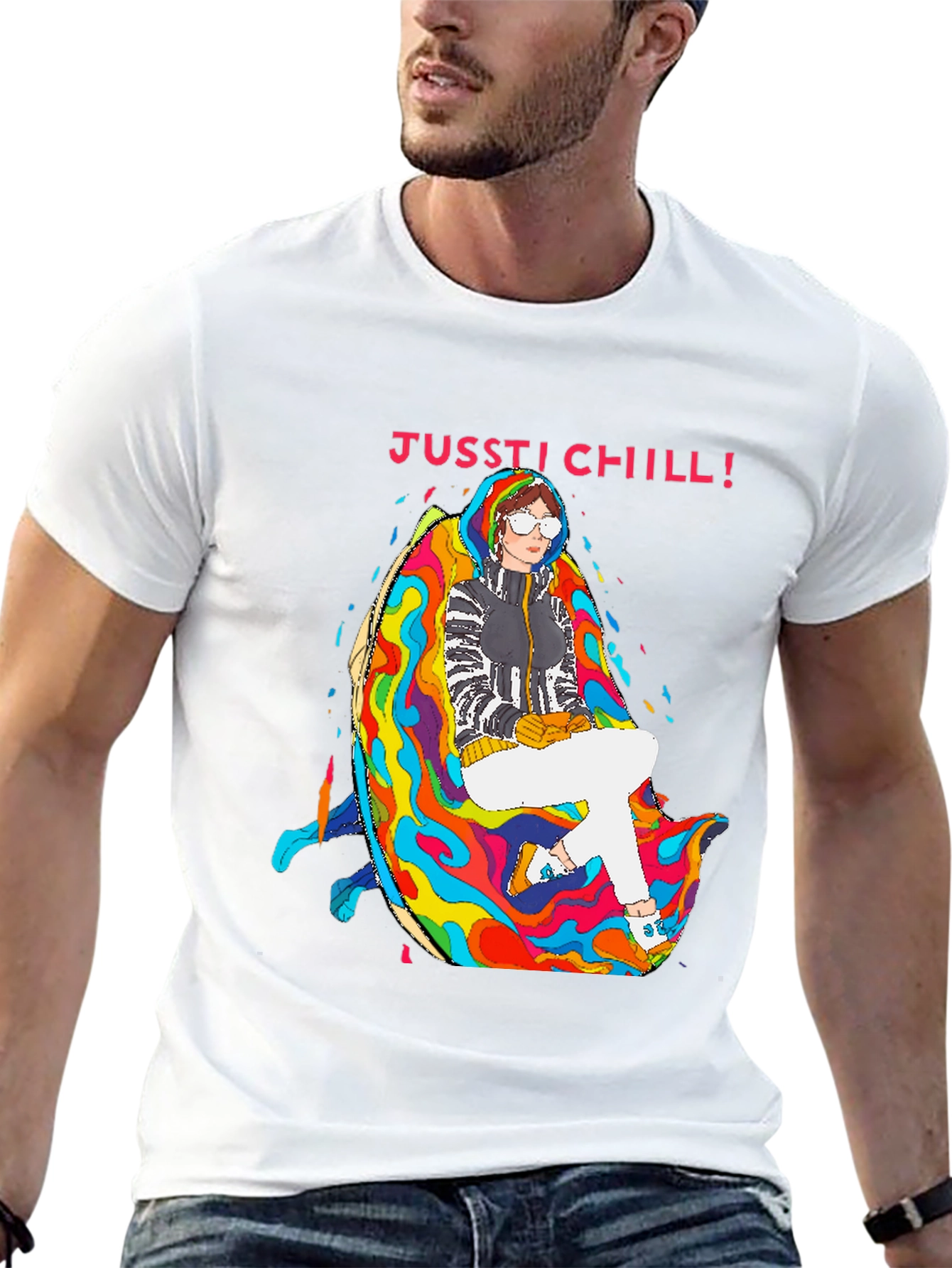 Jusst Chill! Black Graphic Tee