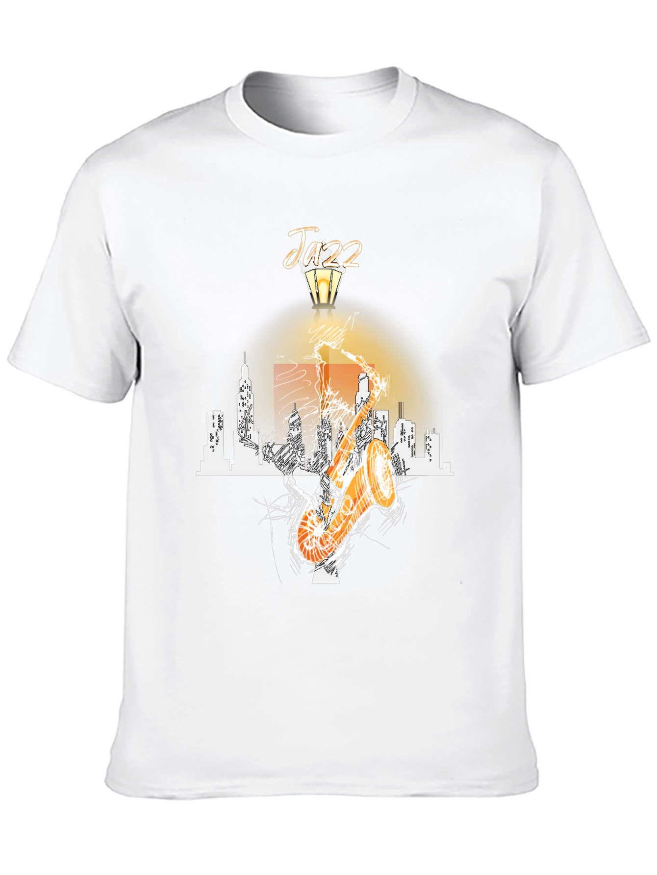 Jazz Saxophone Cityscape Graphic T-Shirt