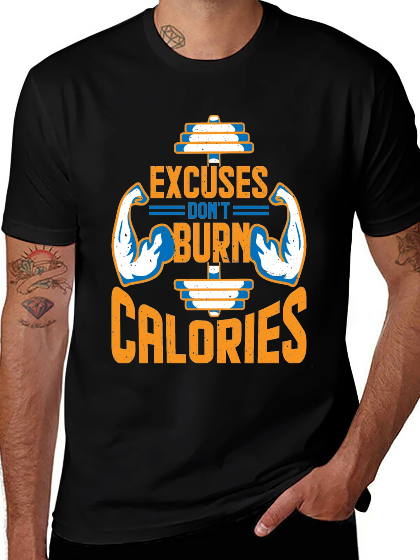 Excuses Dont Burn Calories Black T-Shirt Gym Fitness