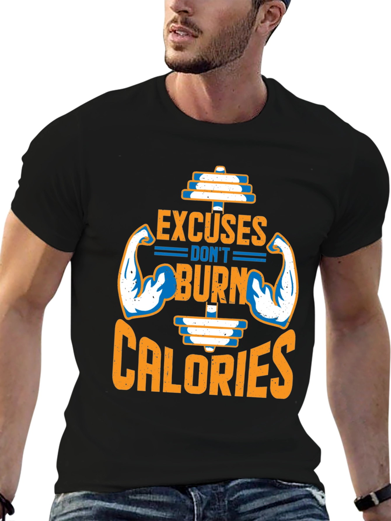 Excuses Dont Burn Calories Black T-Shirt Gym Fitness