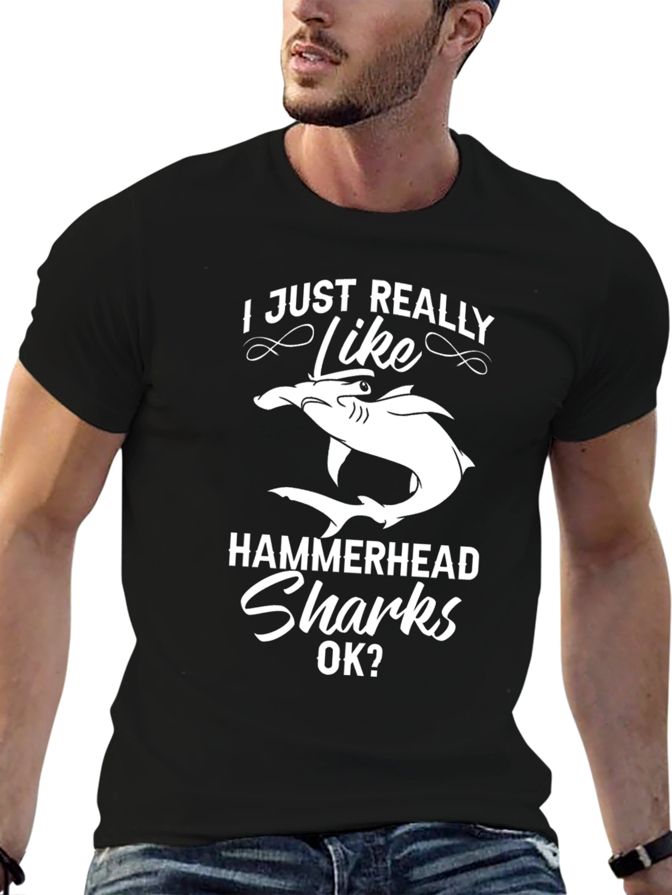 Hammerhead Sharks Graphic Tee - Black Cotton