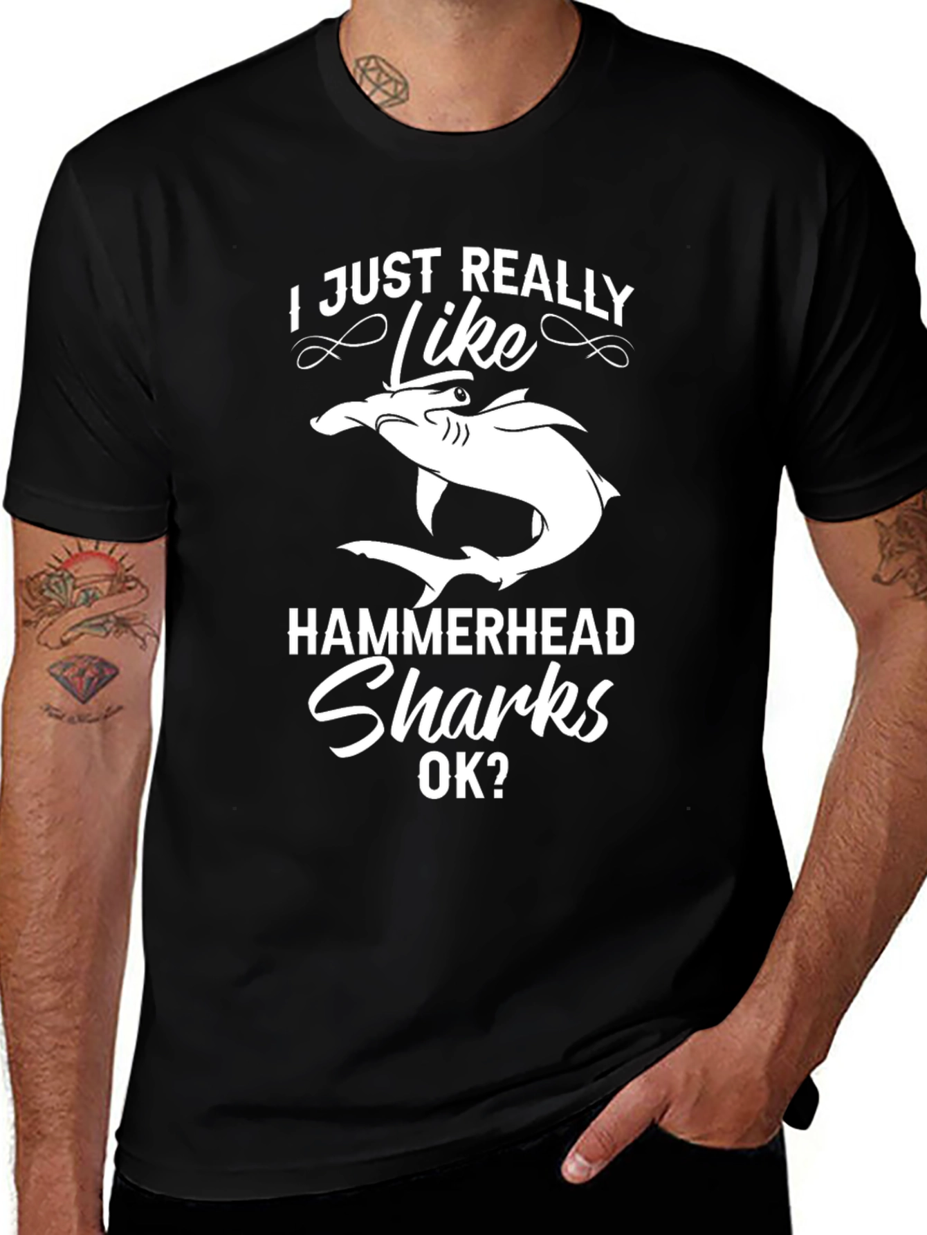 Hammerhead Sharks Graphic Tee - Black Cotton
