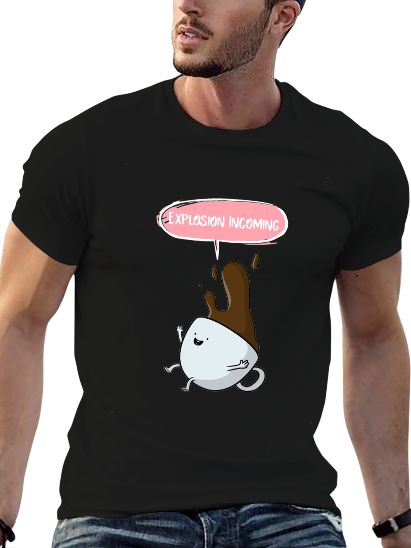 Explosion Incoming Cartoon Coffee T-Shirt