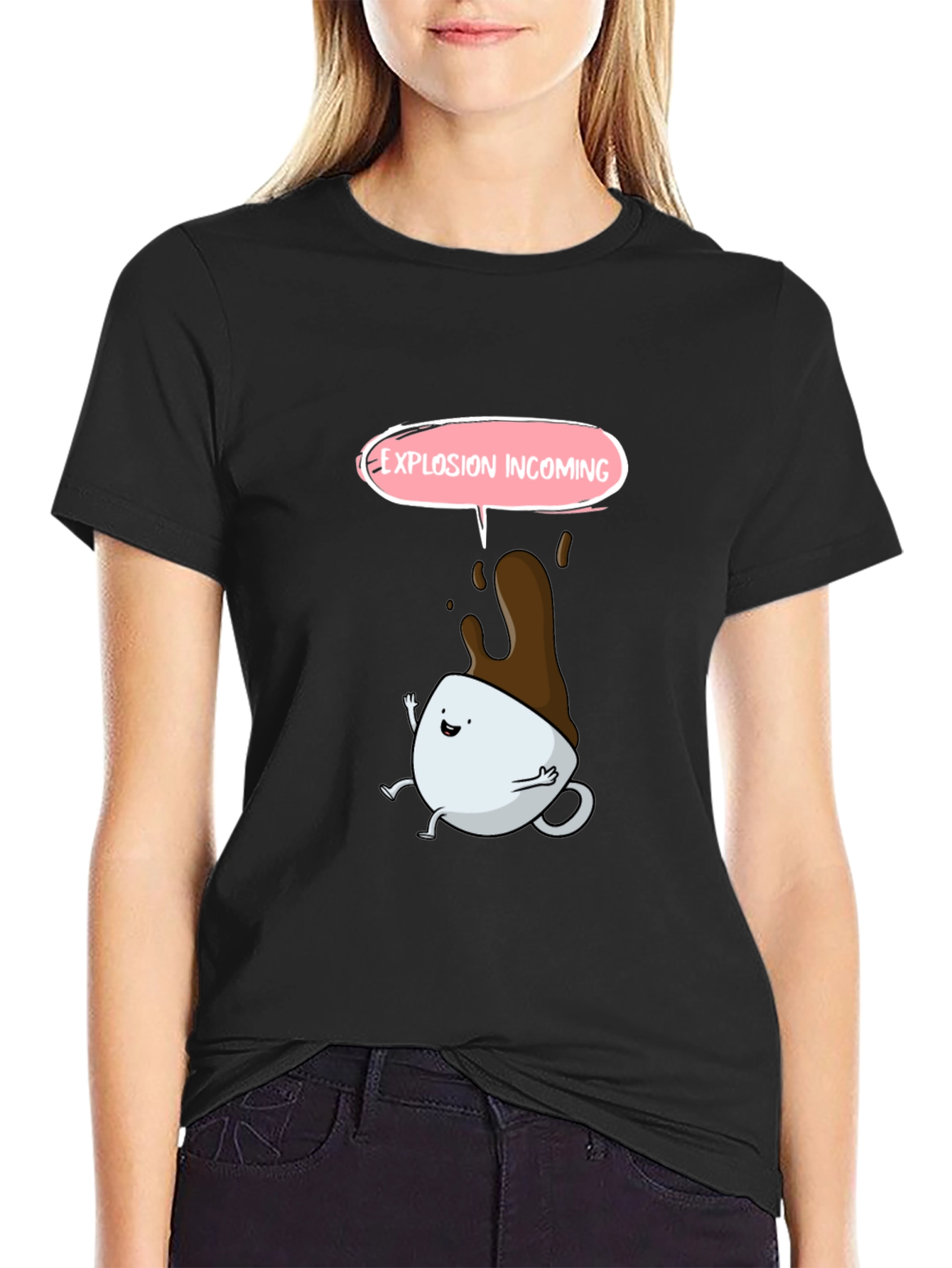 Explosion Incoming Cartoon Coffee T-Shirt