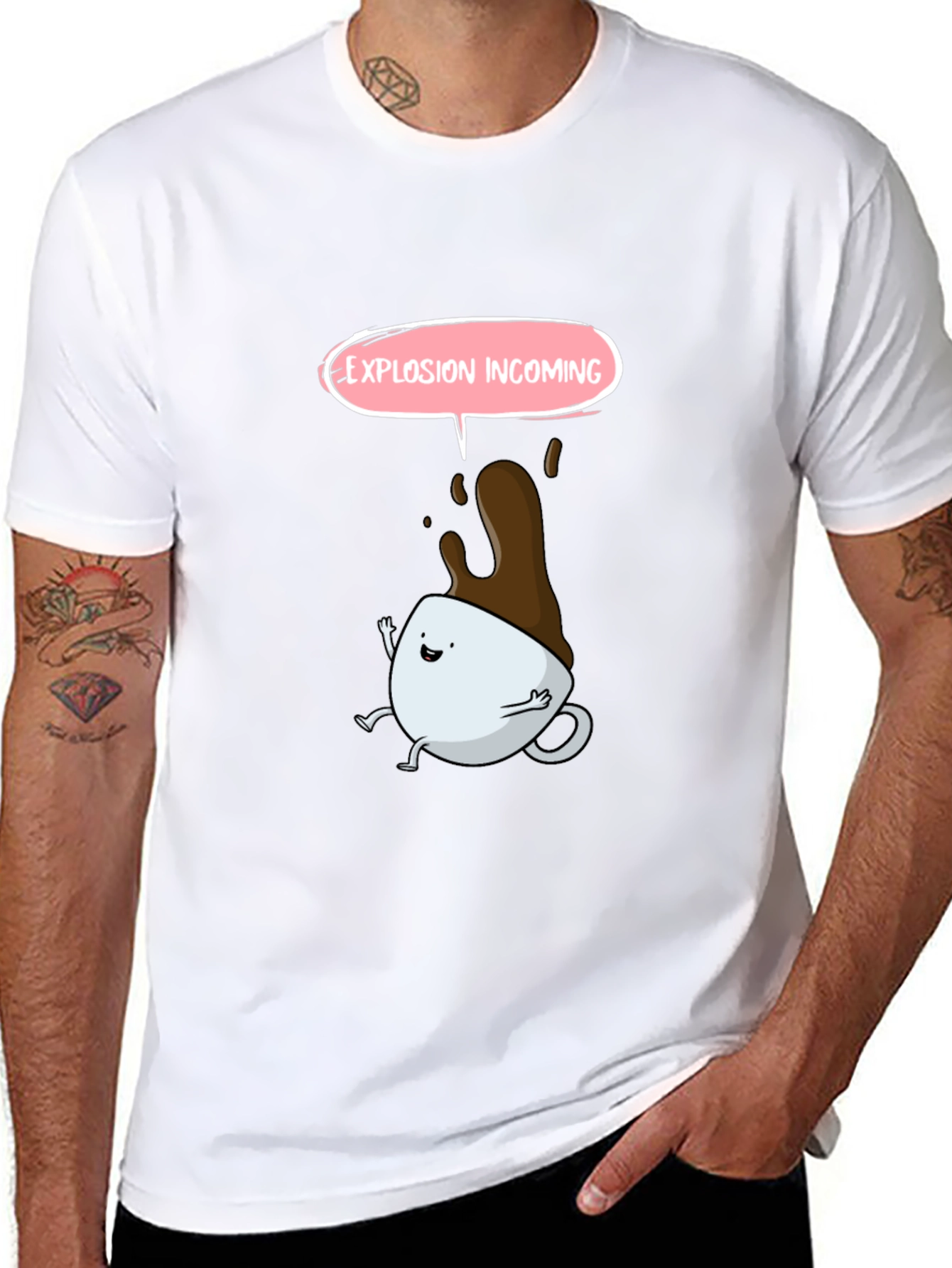 Explosion Incoming Cartoon Coffee T-Shirt