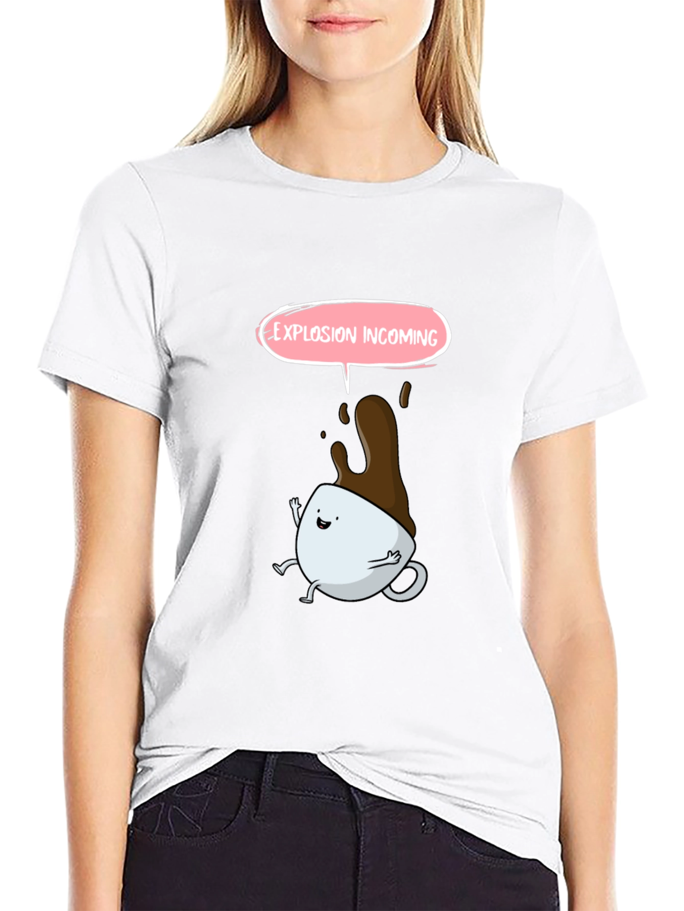 Explosion Incoming Cartoon Coffee T-Shirt