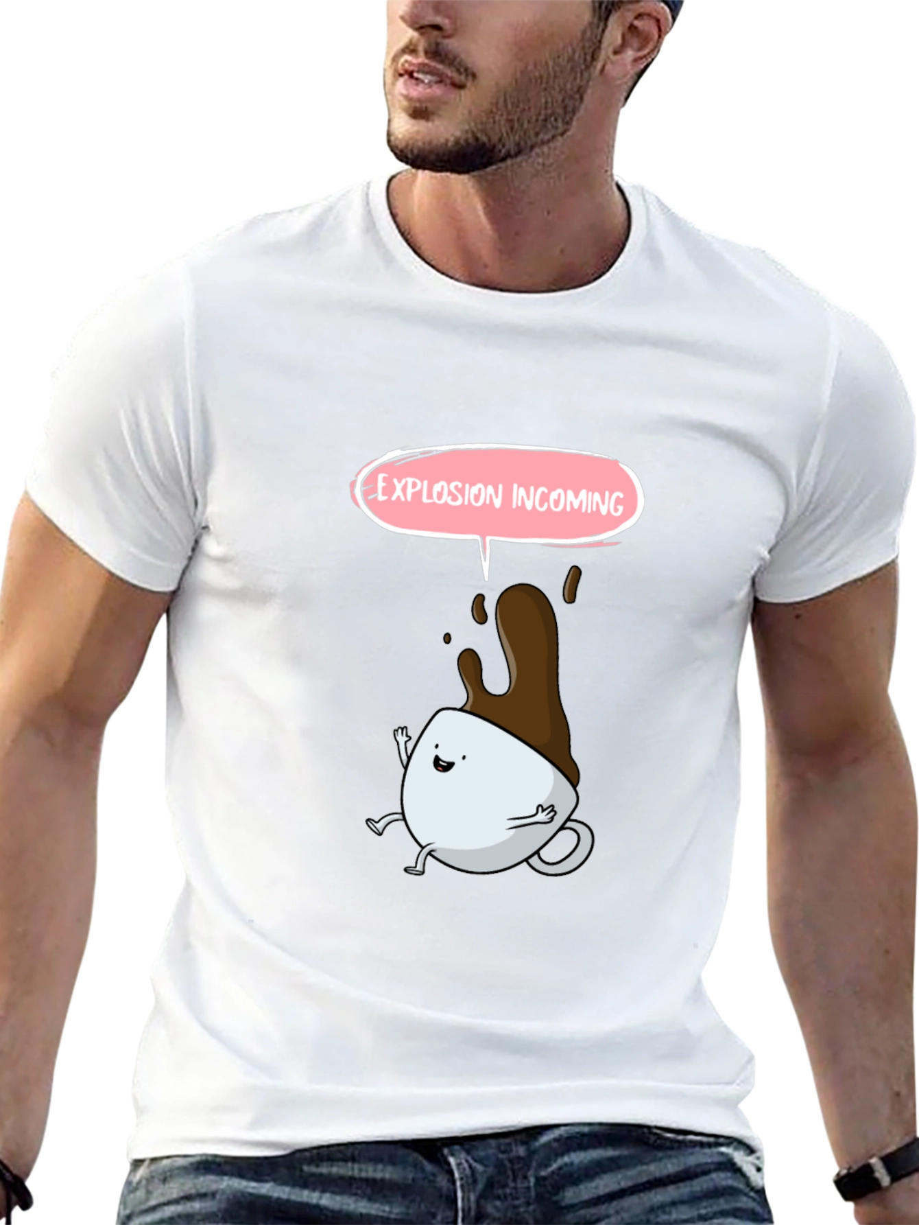 Explosion Incoming Cartoon Coffee T-Shirt