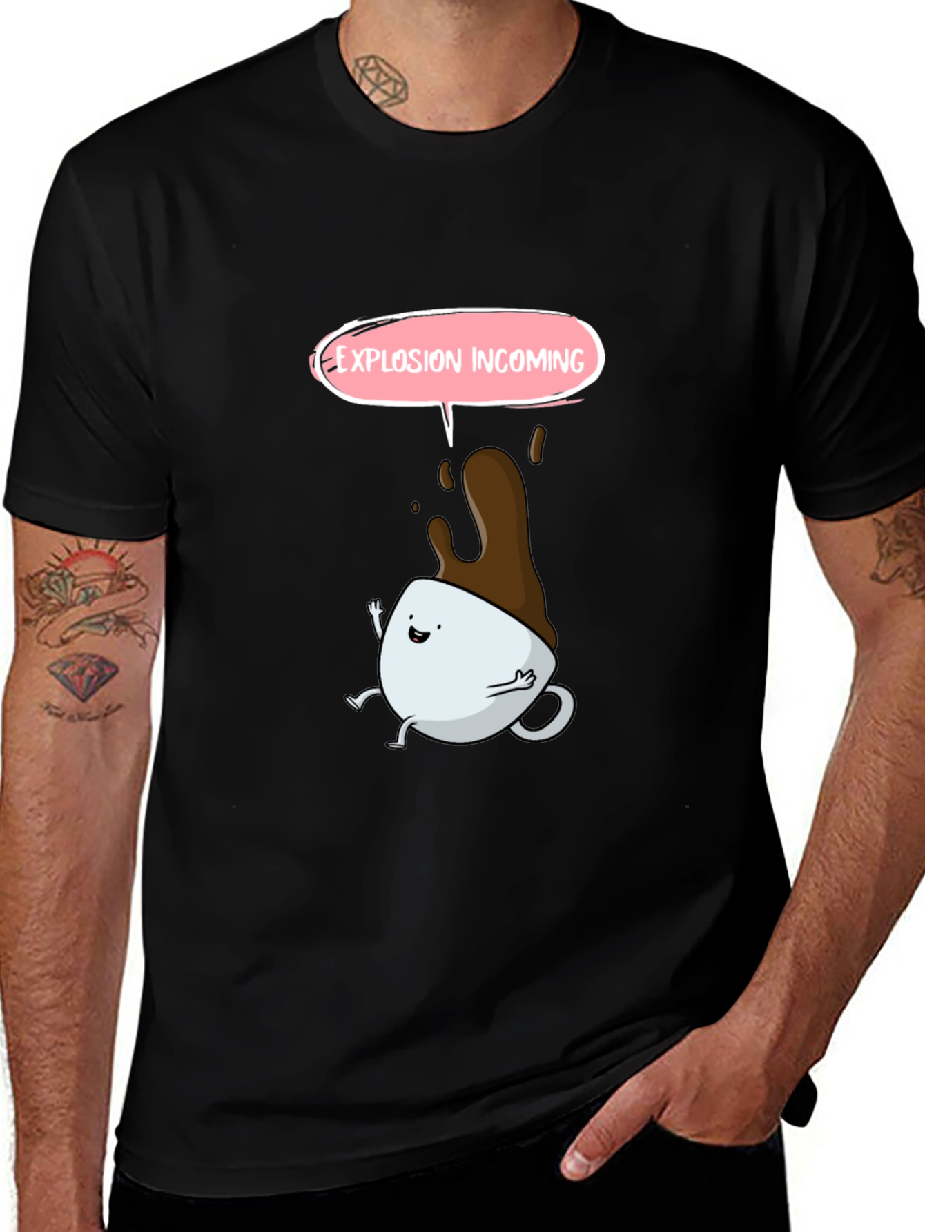 Explosion Incoming Cartoon Coffee T-Shirt