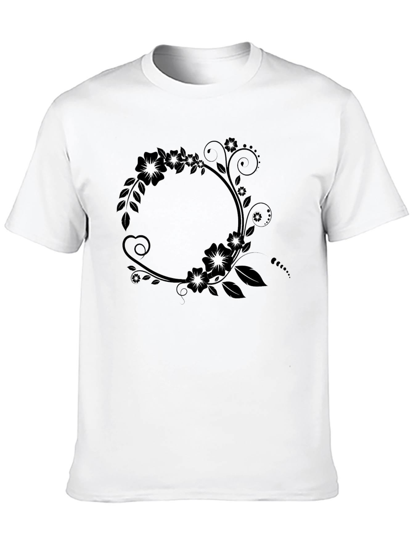Floral Circle Graphic Tee - Black