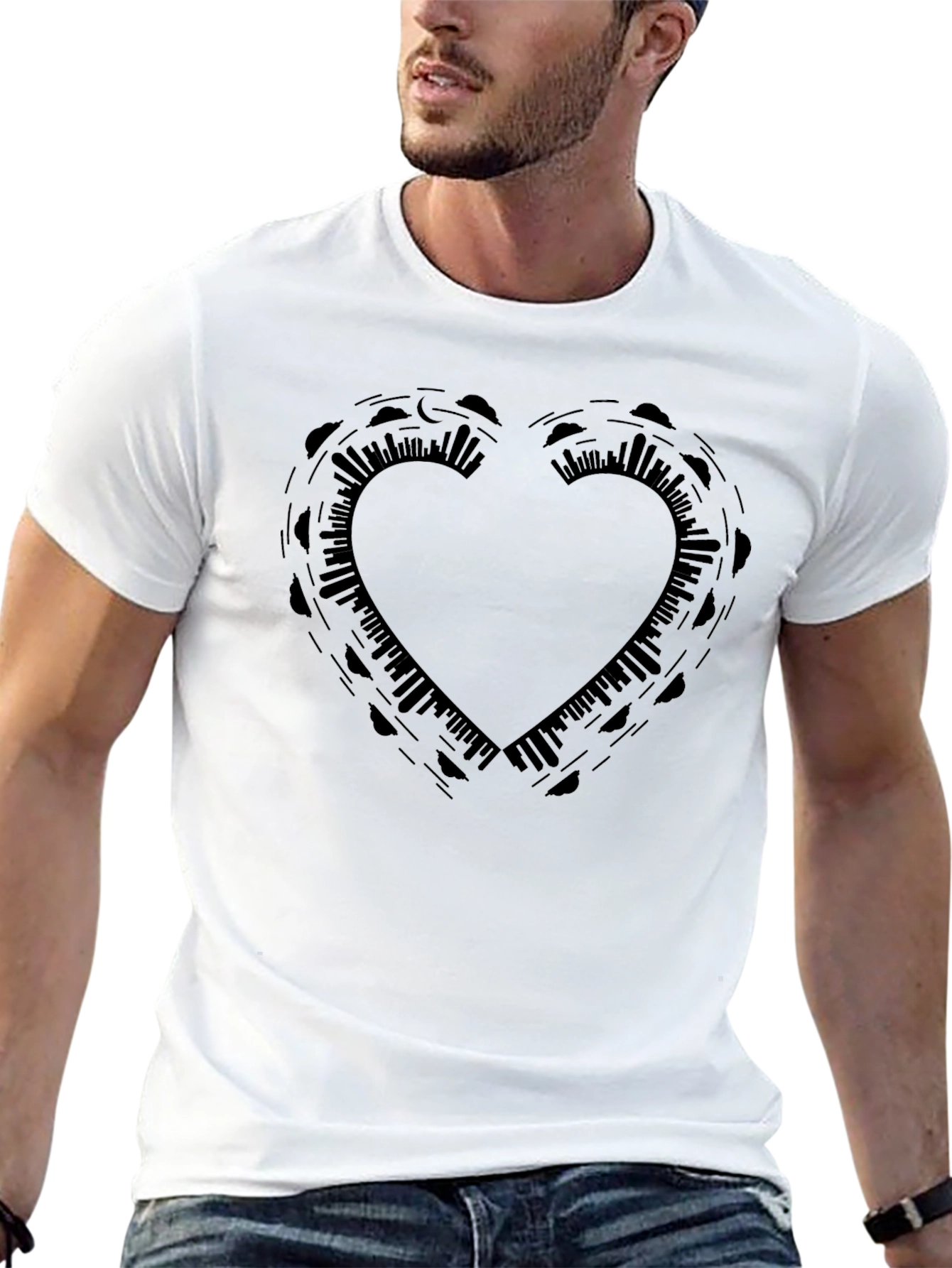Heart Design Black T-Shirt