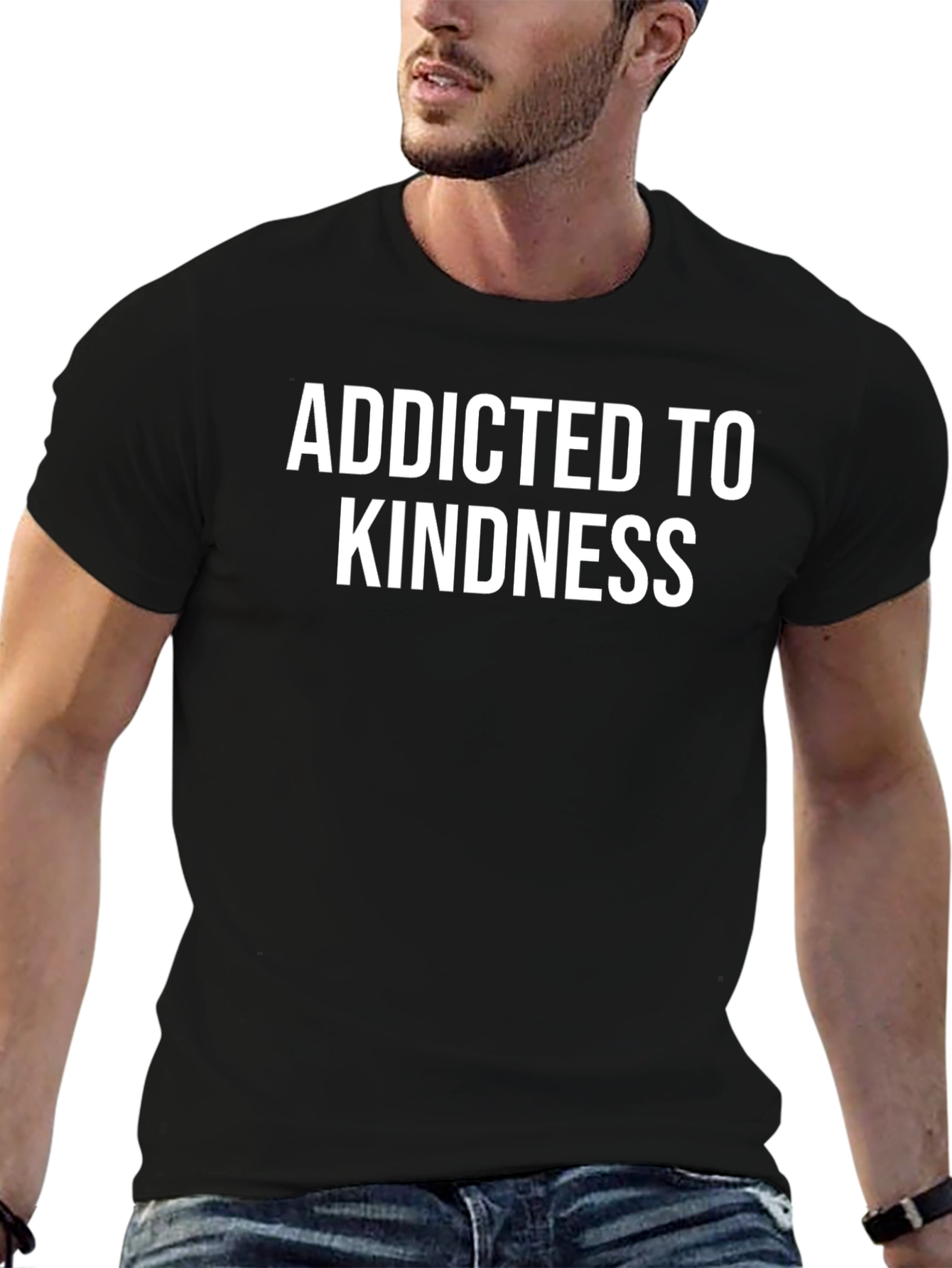 Addicted To Kindness Black Graphic T-Shirt