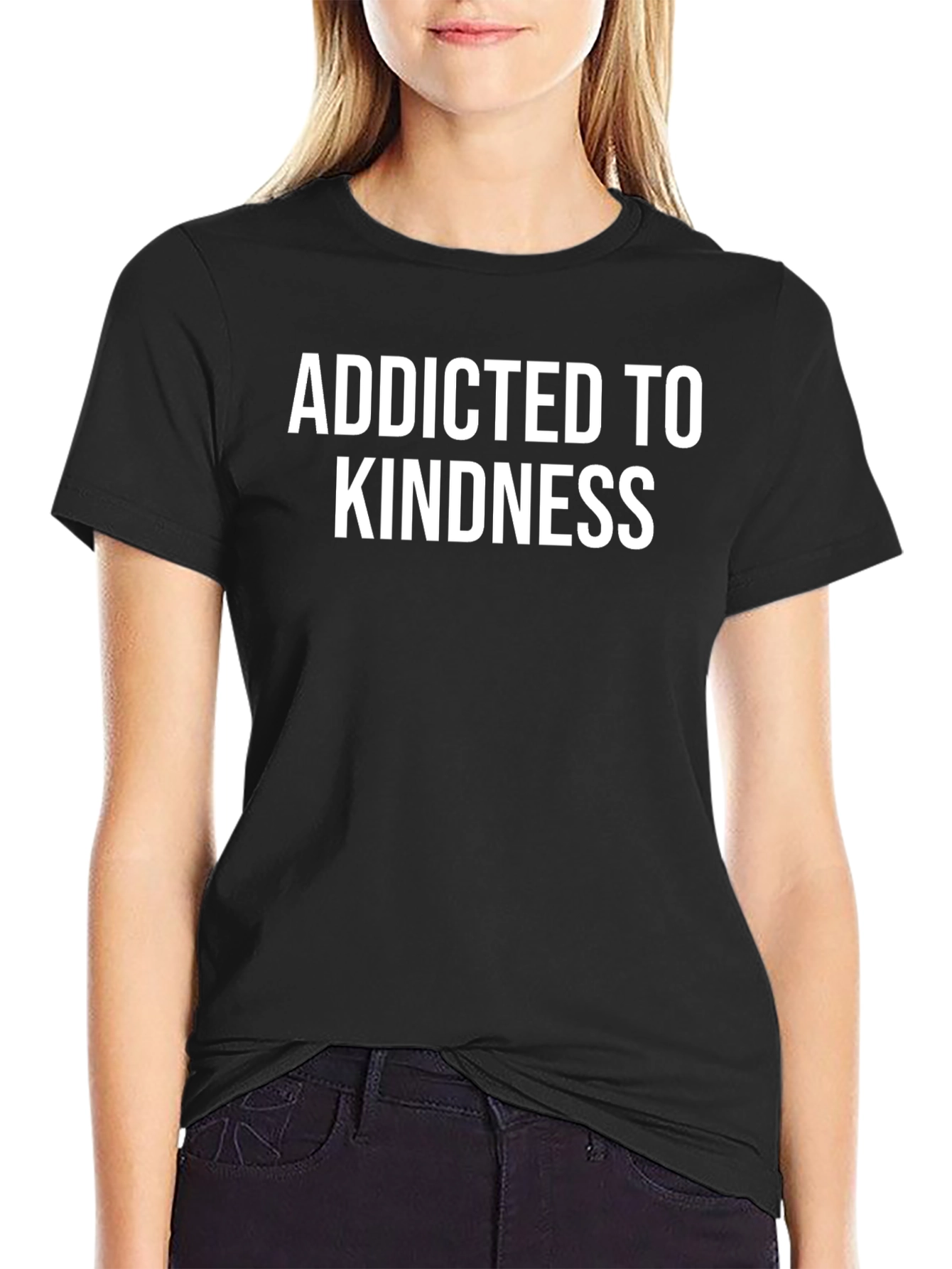 Addicted To Kindness Black Graphic T-Shirt