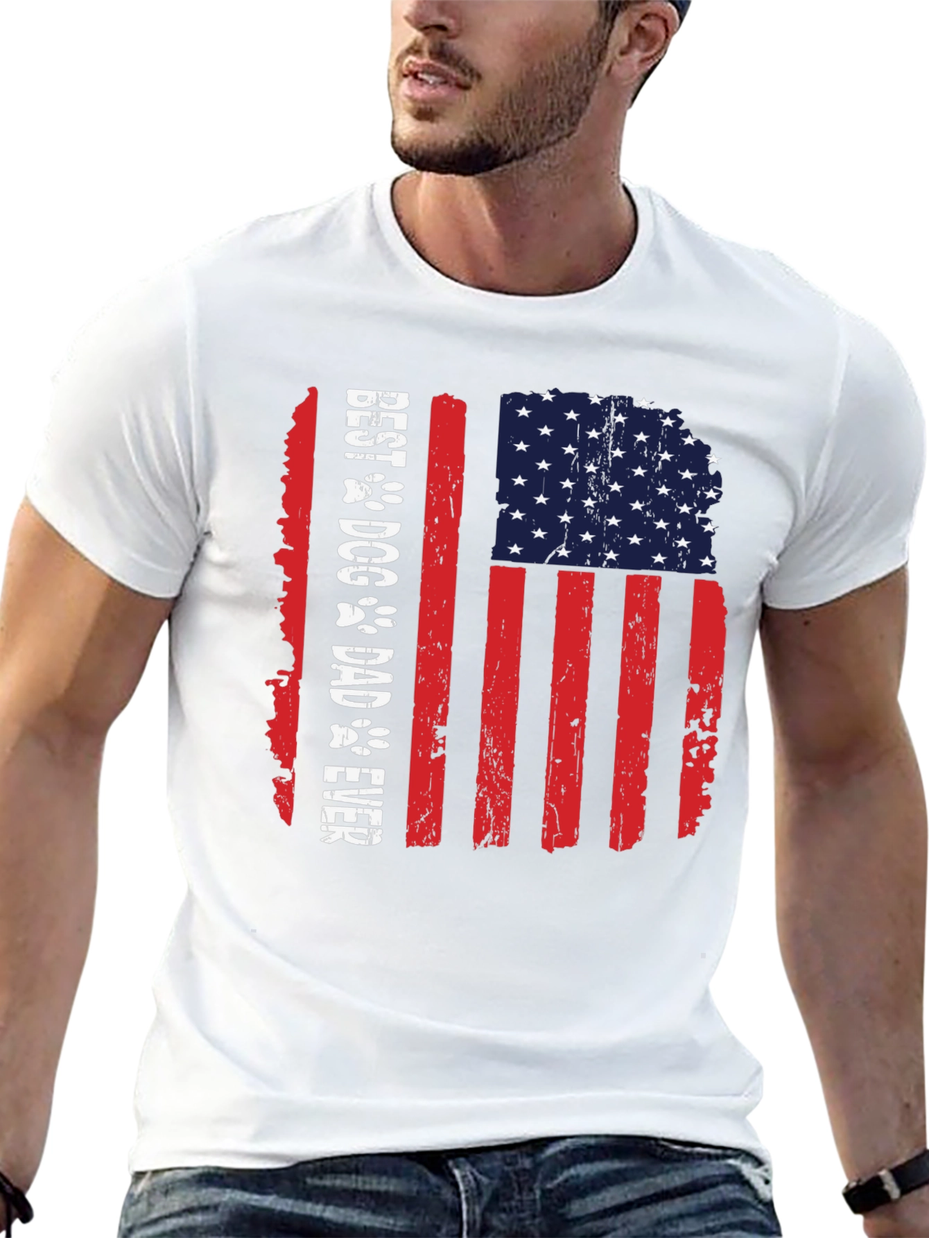 Best Dog Dad Ever American Flag T-Shirt