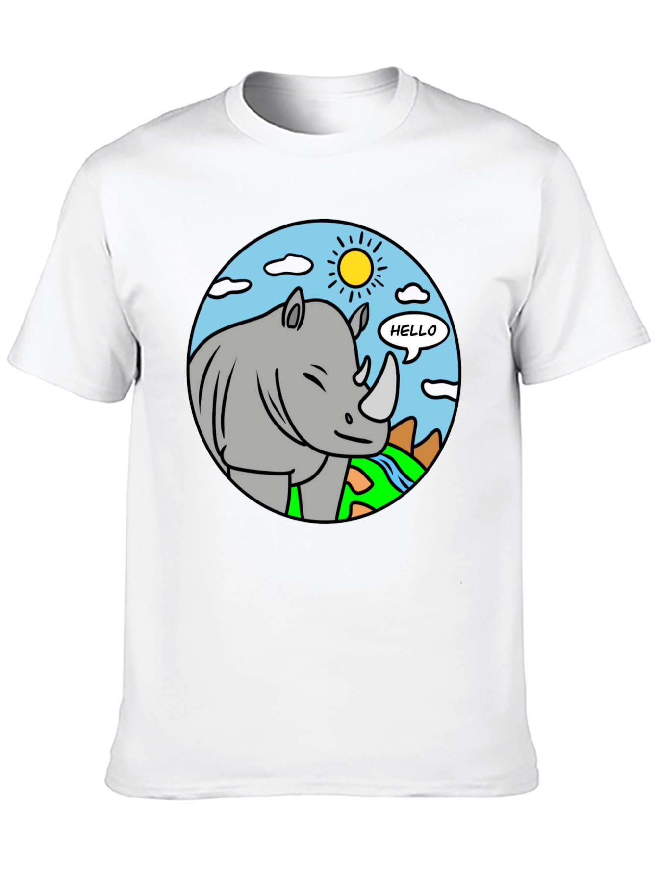 Cartoon Rhino T-Shirt - Hello There!
