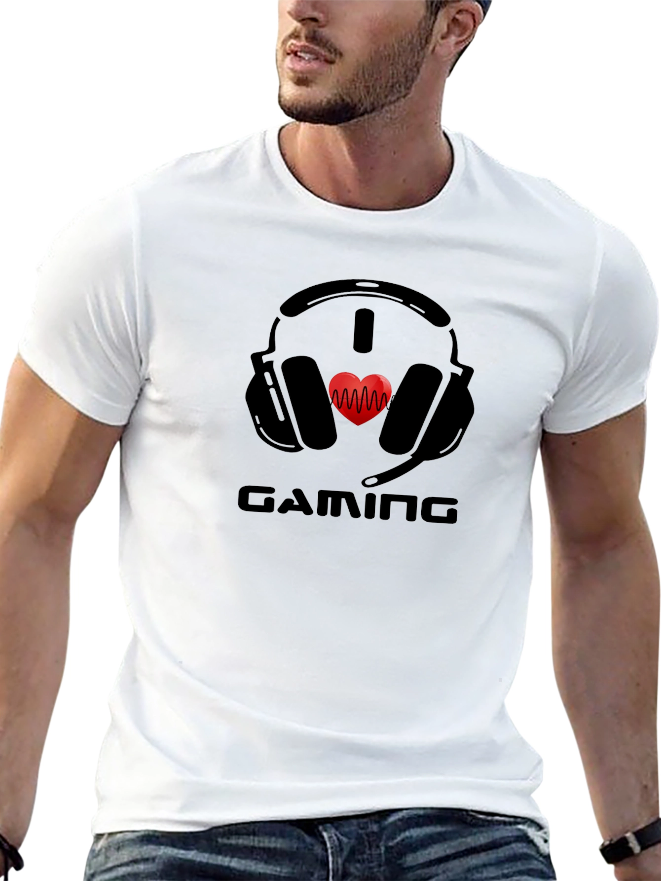 Gamer Heartbeat Graphic T-Shirt - Black Cotton Tee