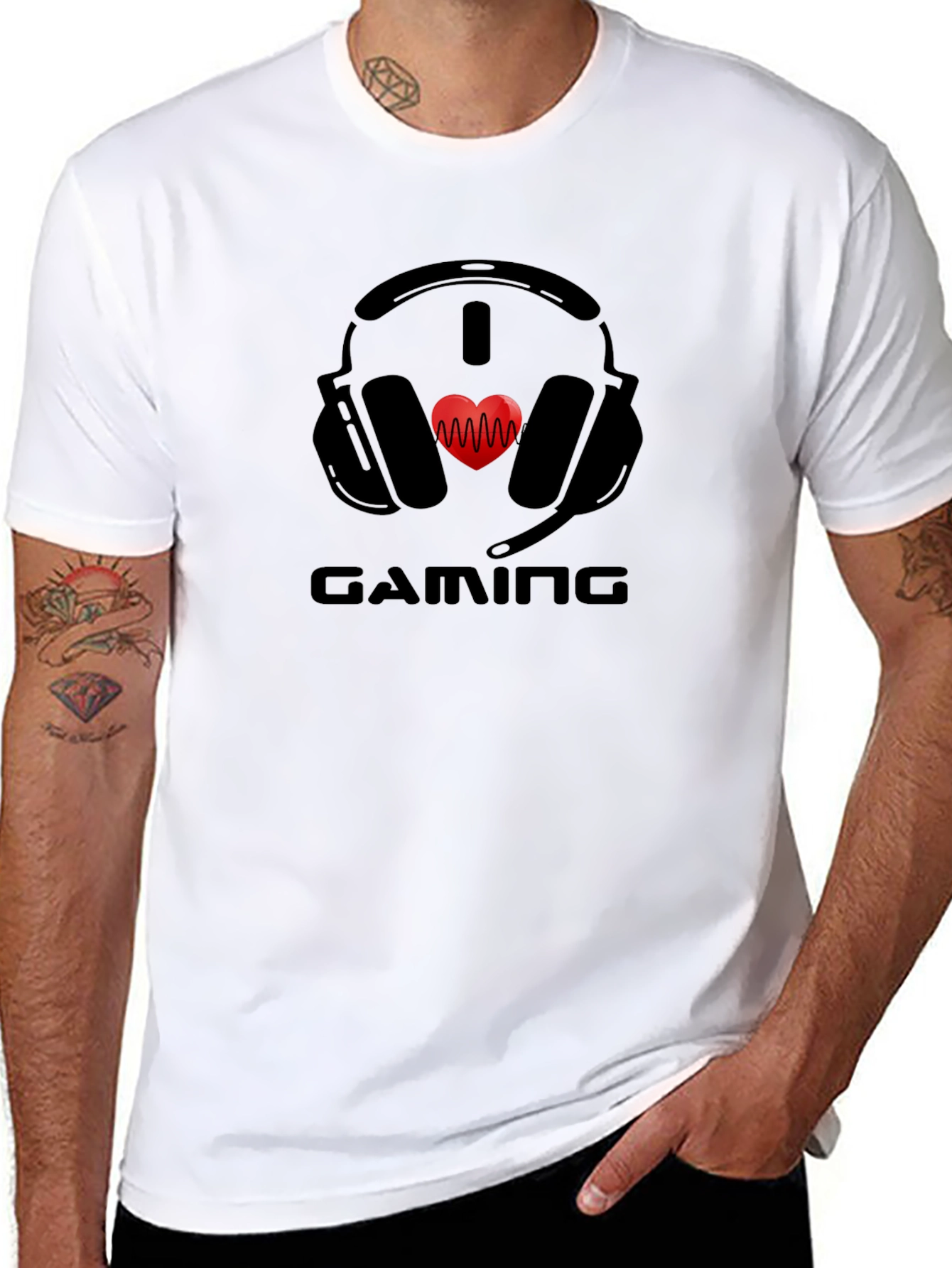 Gamer Heartbeat Graphic T-Shirt - Black Cotton Tee