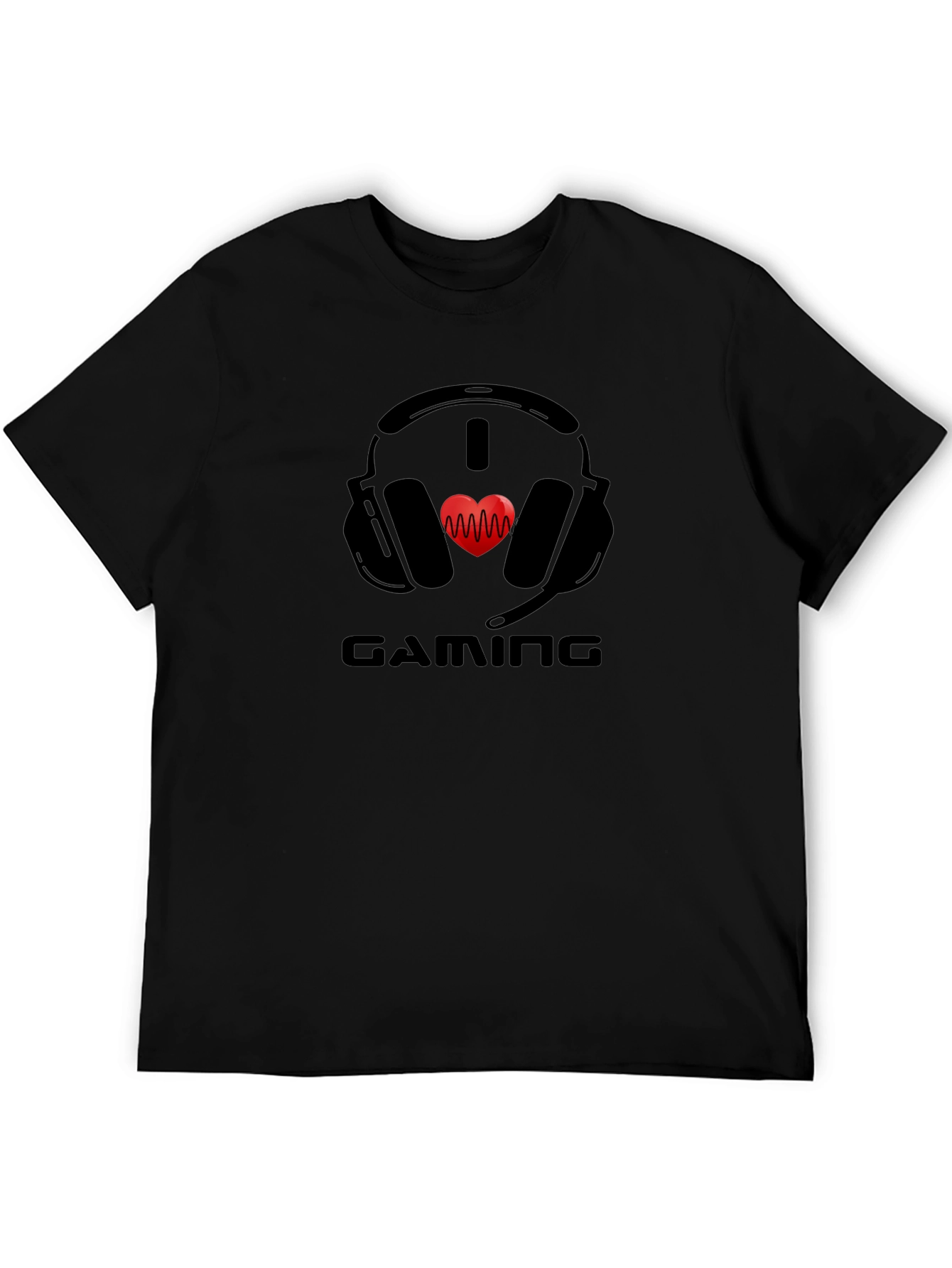 Gamer Heartbeat Graphic T-Shirt - Black Cotton Tee