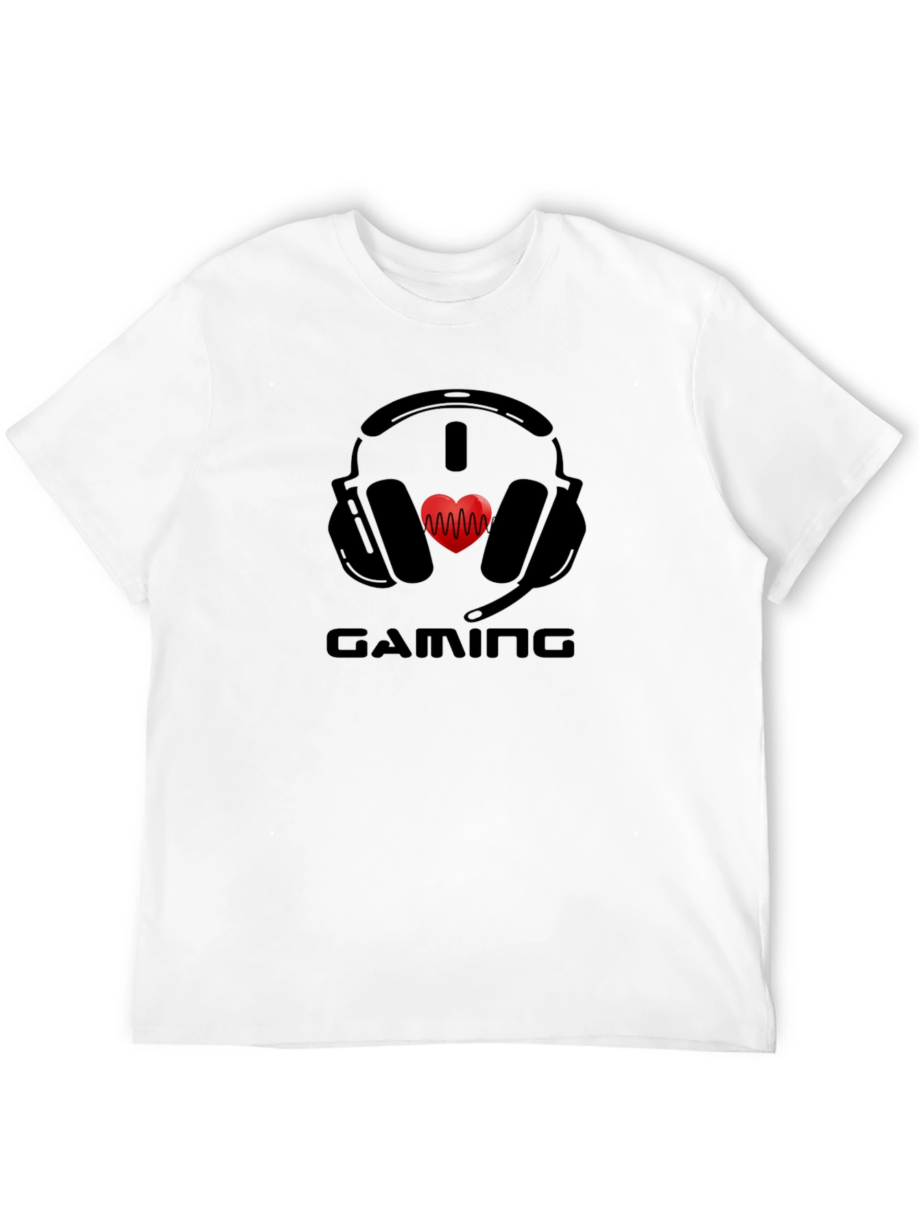 Gamer Heartbeat Graphic T-Shirt - Black Cotton Tee