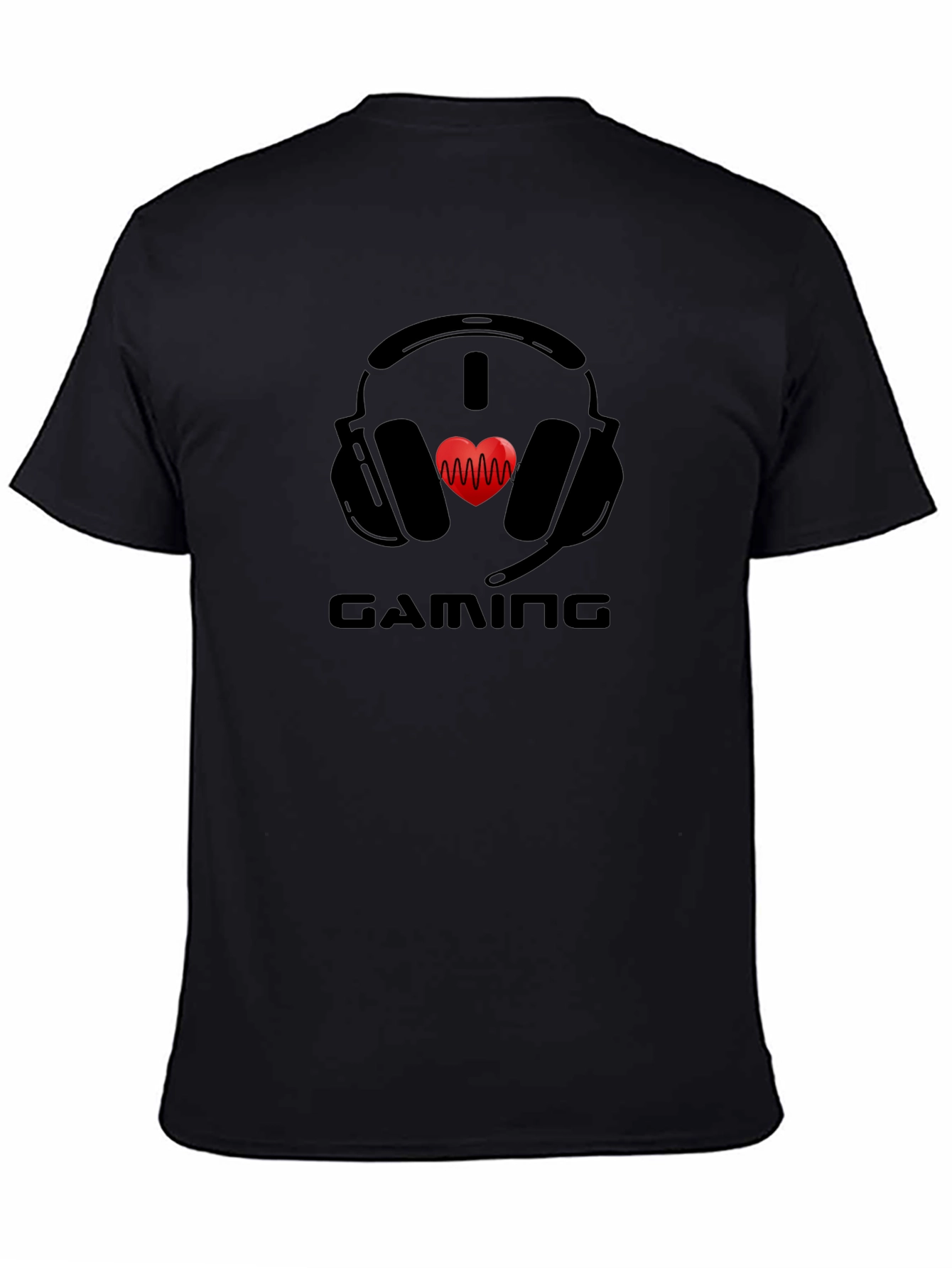 Gamer Heartbeat Graphic T-Shirt - Black Cotton Tee