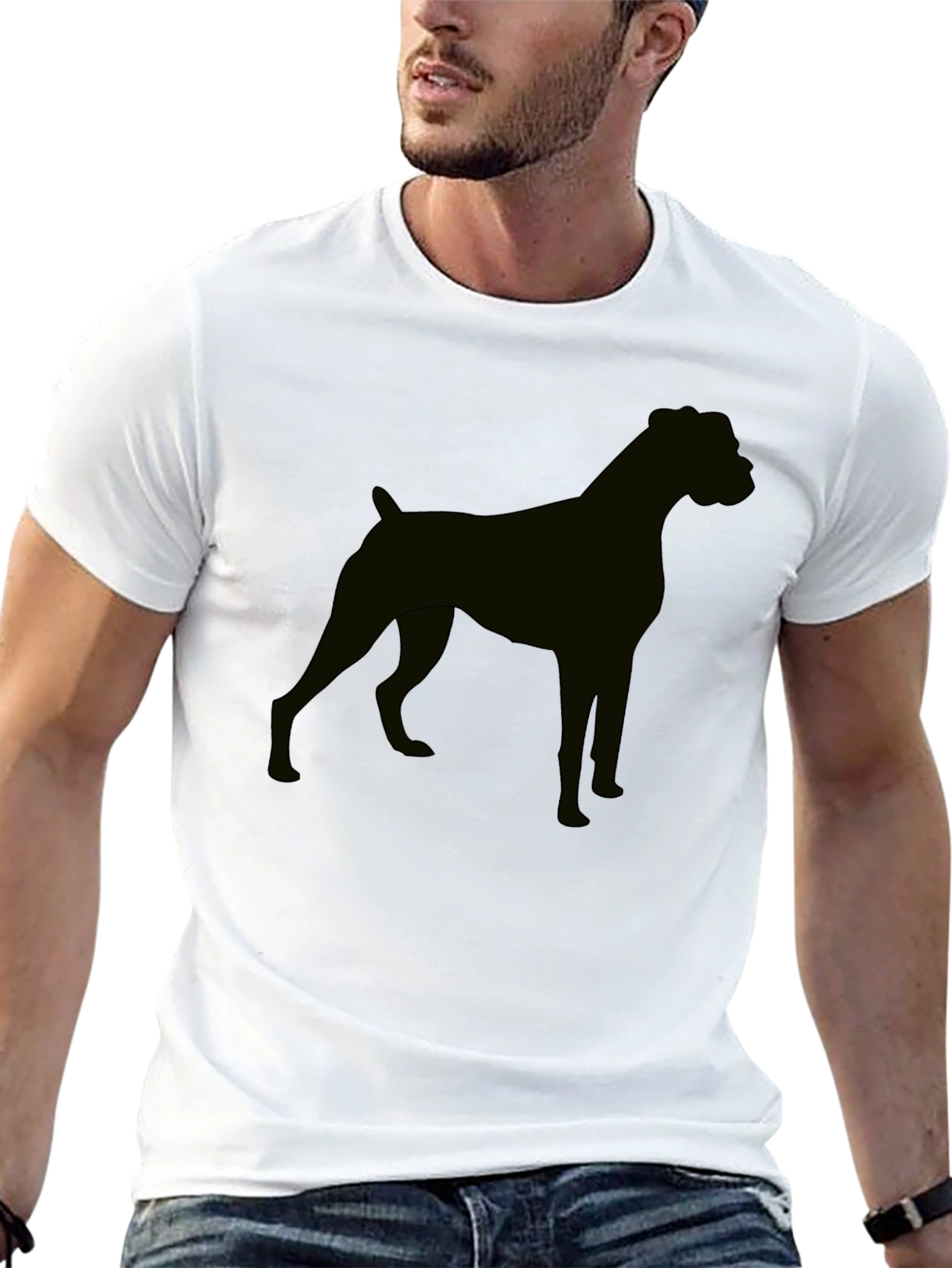 Boxer Dog Silhouette Black T-Shirt