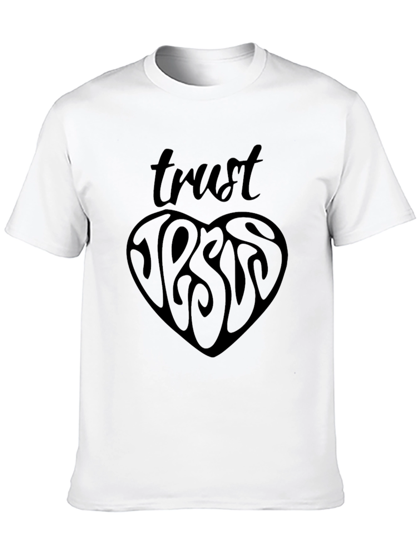 Trust Jesus Heart Graphic Black T-Shirt