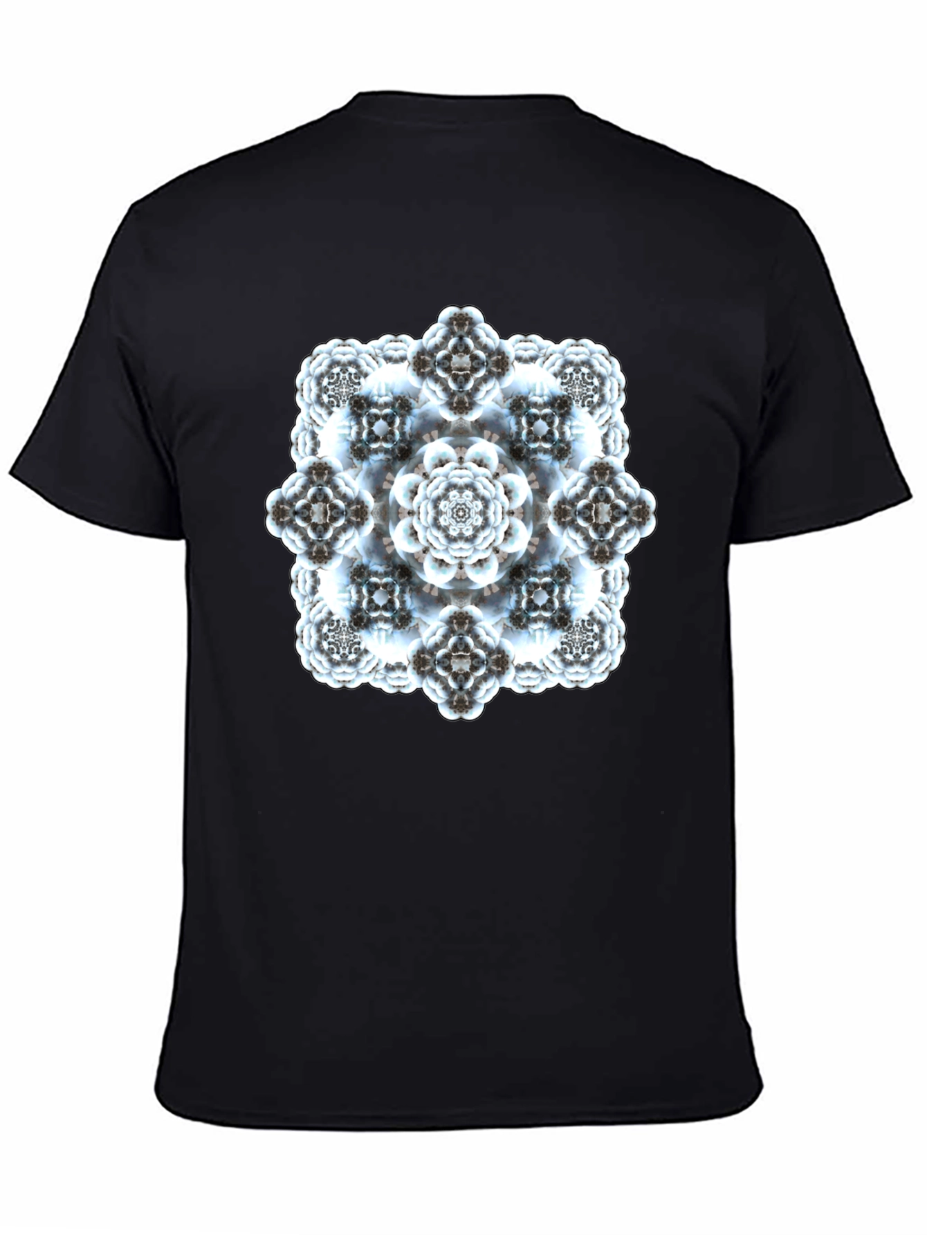 Abstract Fractal Print Black T-Shirt