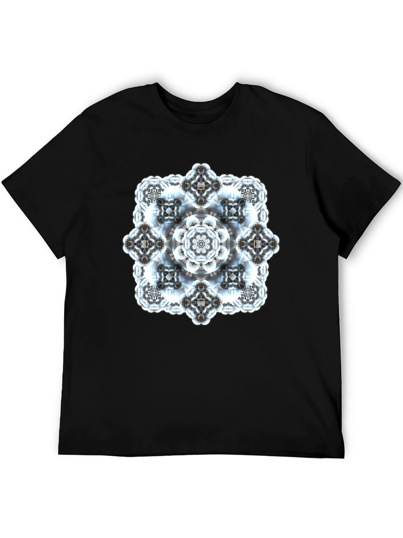Abstract Fractal Print Black T-Shirt