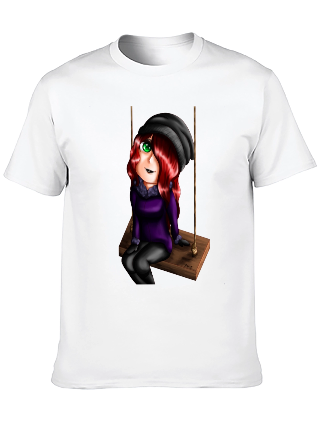 Cartoon Girl on Swing Graphic T-Shirt