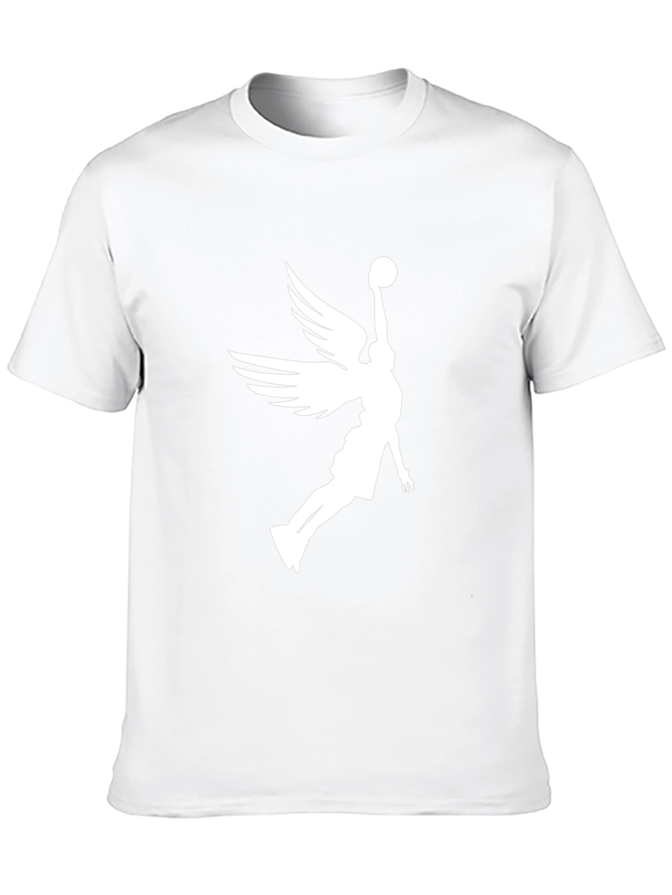 Angel Wing Basketball Graphic Tee - Black Cotton Blend