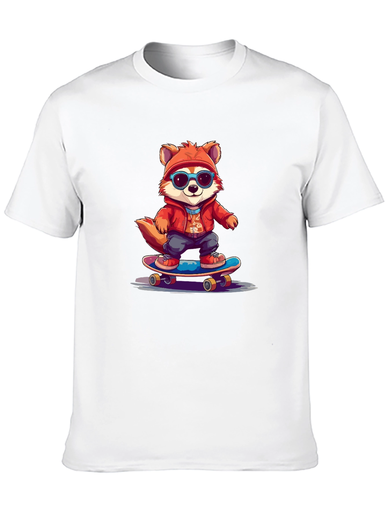 Cool Fox Skateboarder Graphic Tee