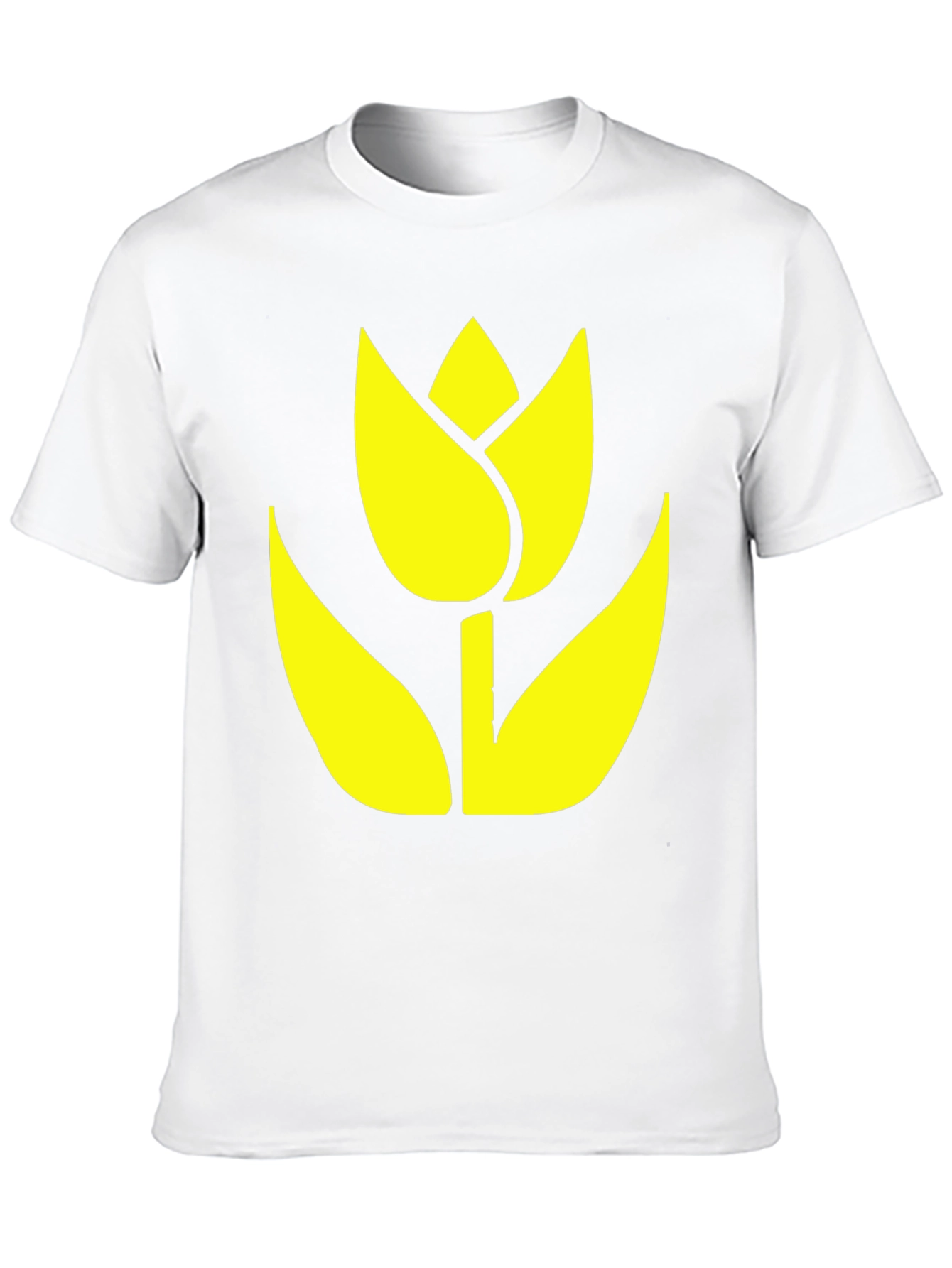 Black T-Shirt with Yellow Tulip Graphic