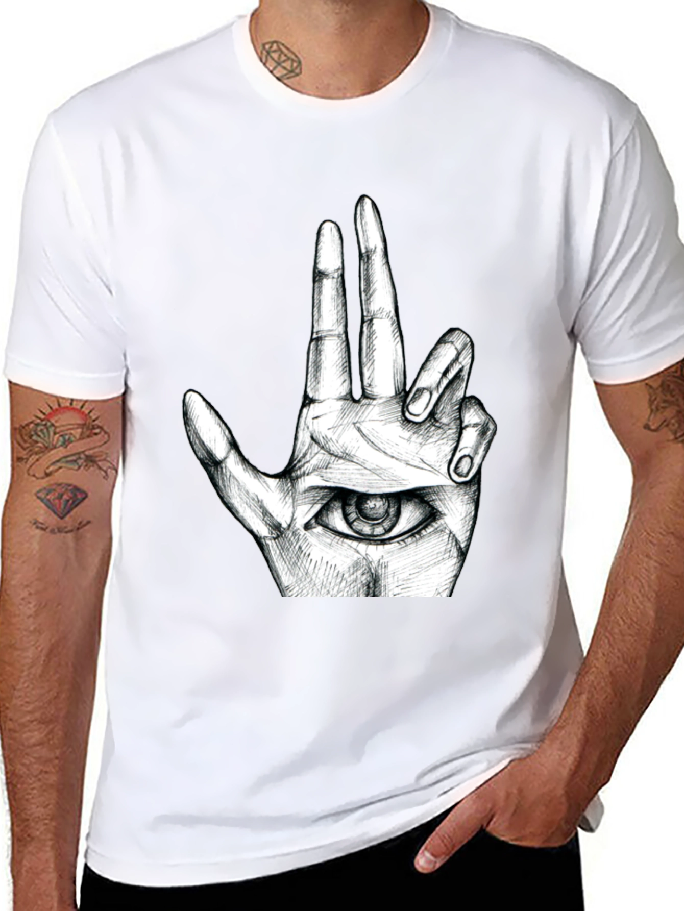 Eye Hand Graphic T-Shirt - Black Cotton Tee