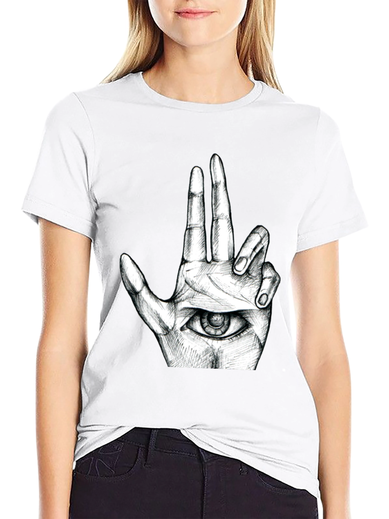 Eye Hand Graphic T-Shirt - Black Cotton Tee