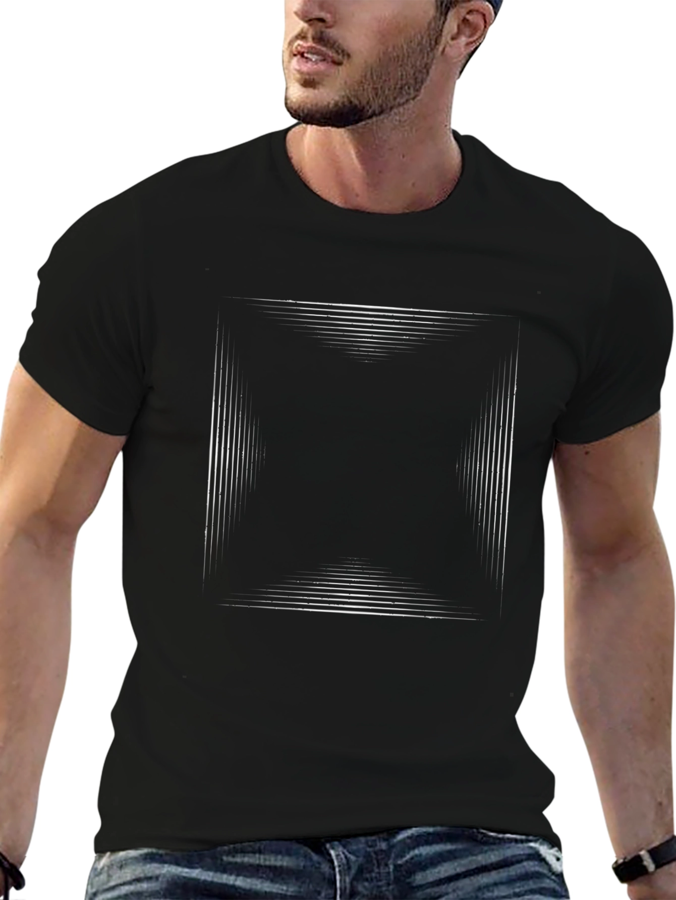 Abstract Lines Graphic Tee - Modern Black T-Shirt