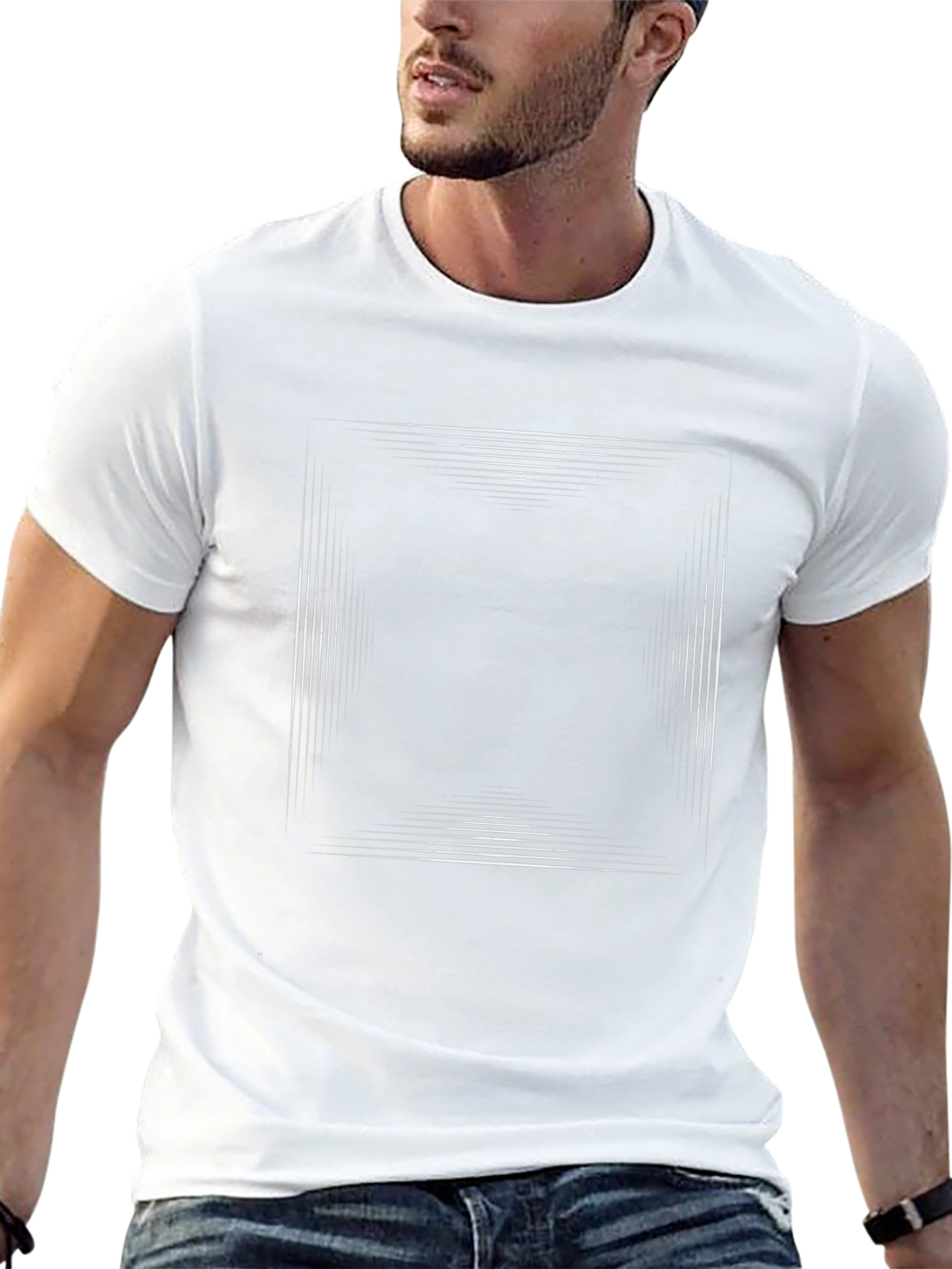 Abstract Lines Graphic Tee - Modern Black T-Shirt