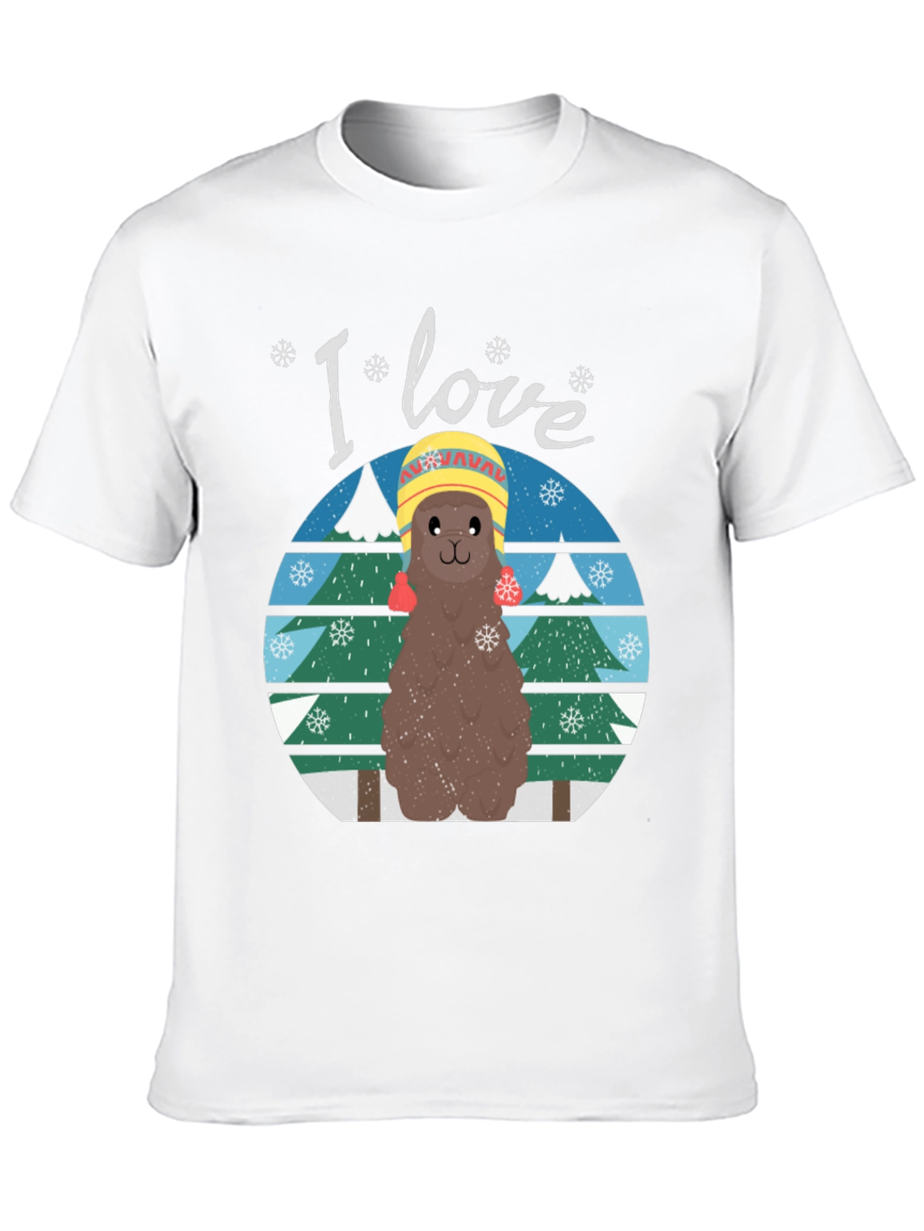 I Love Llamas Winter T-Shirt