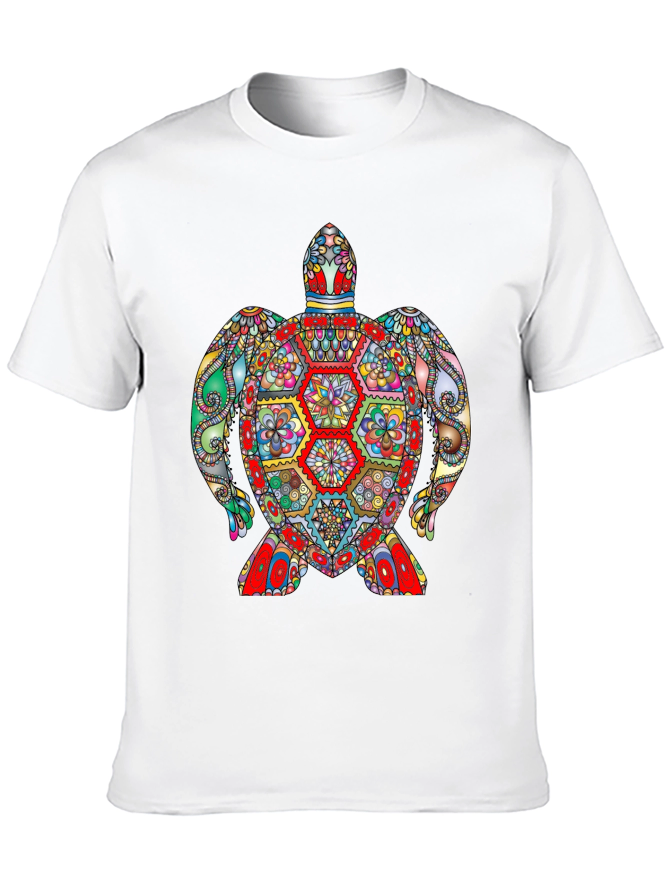 Vibrant Turtle Graphic Tee - Black Cotton T-Shirt