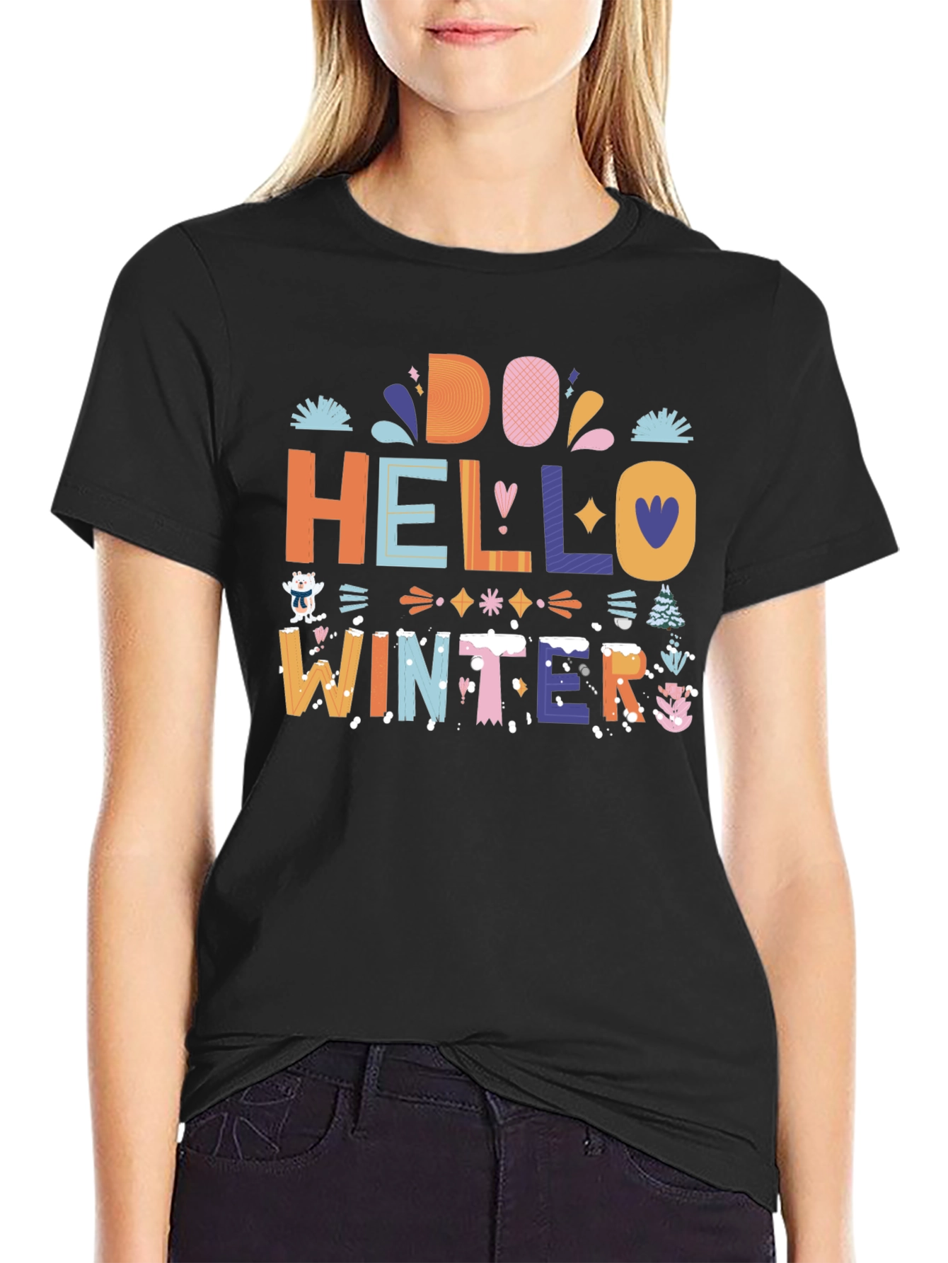 Hello Winter Graphic Tee - Cozy Holiday Style